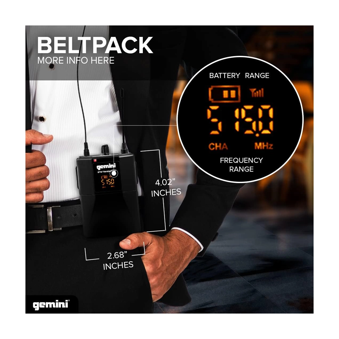 Gemini GMU-HSL100 Bodypack UHF Wireless Microphone System