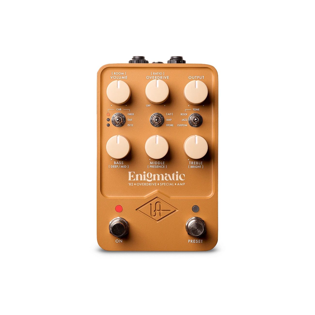 Universal Audio Enigmatic '82 Overdrive Special Amplifier Pedal front panel view