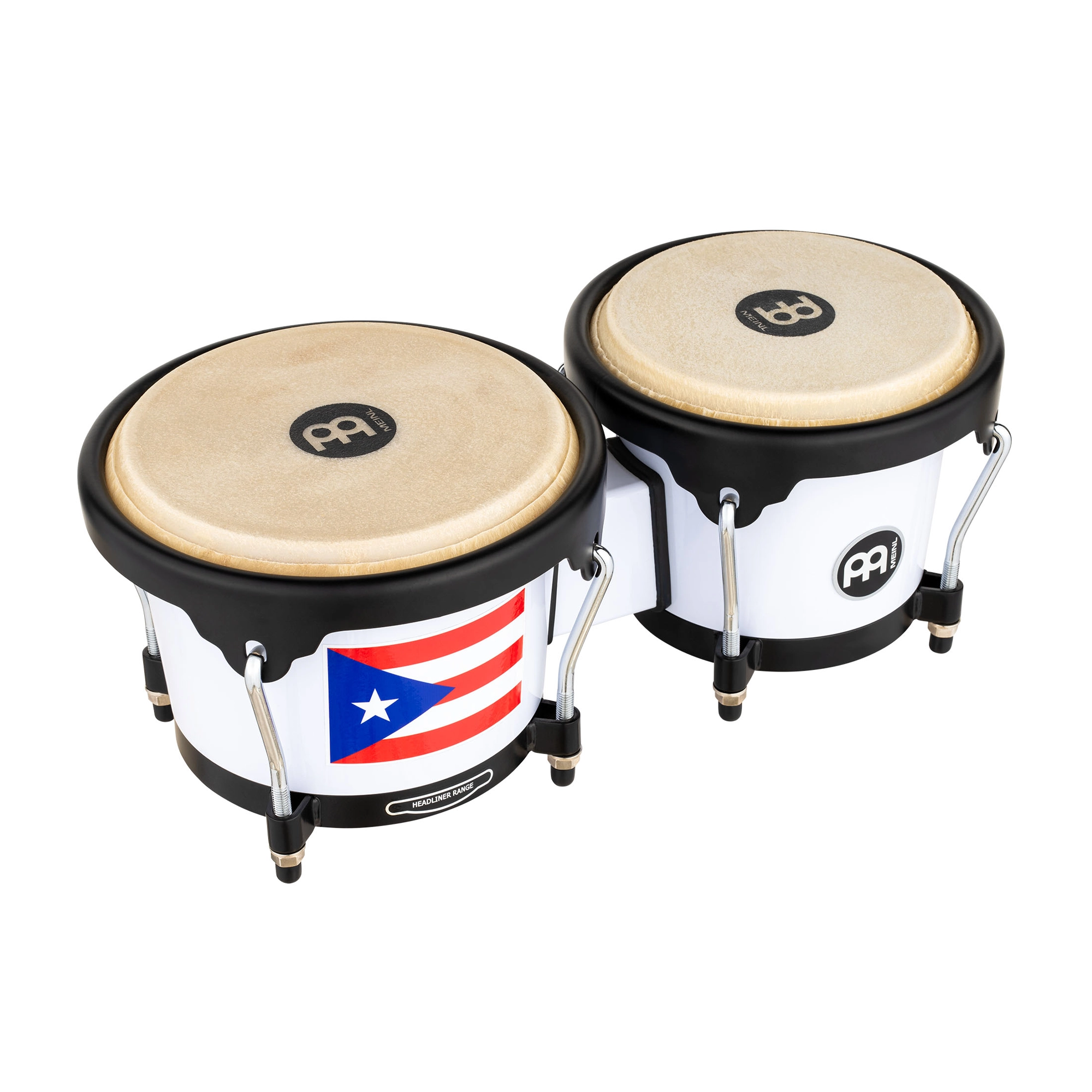 Meinl Journey Series HB50WH-PR Bongos - Bright White - Puerto Rican Flag