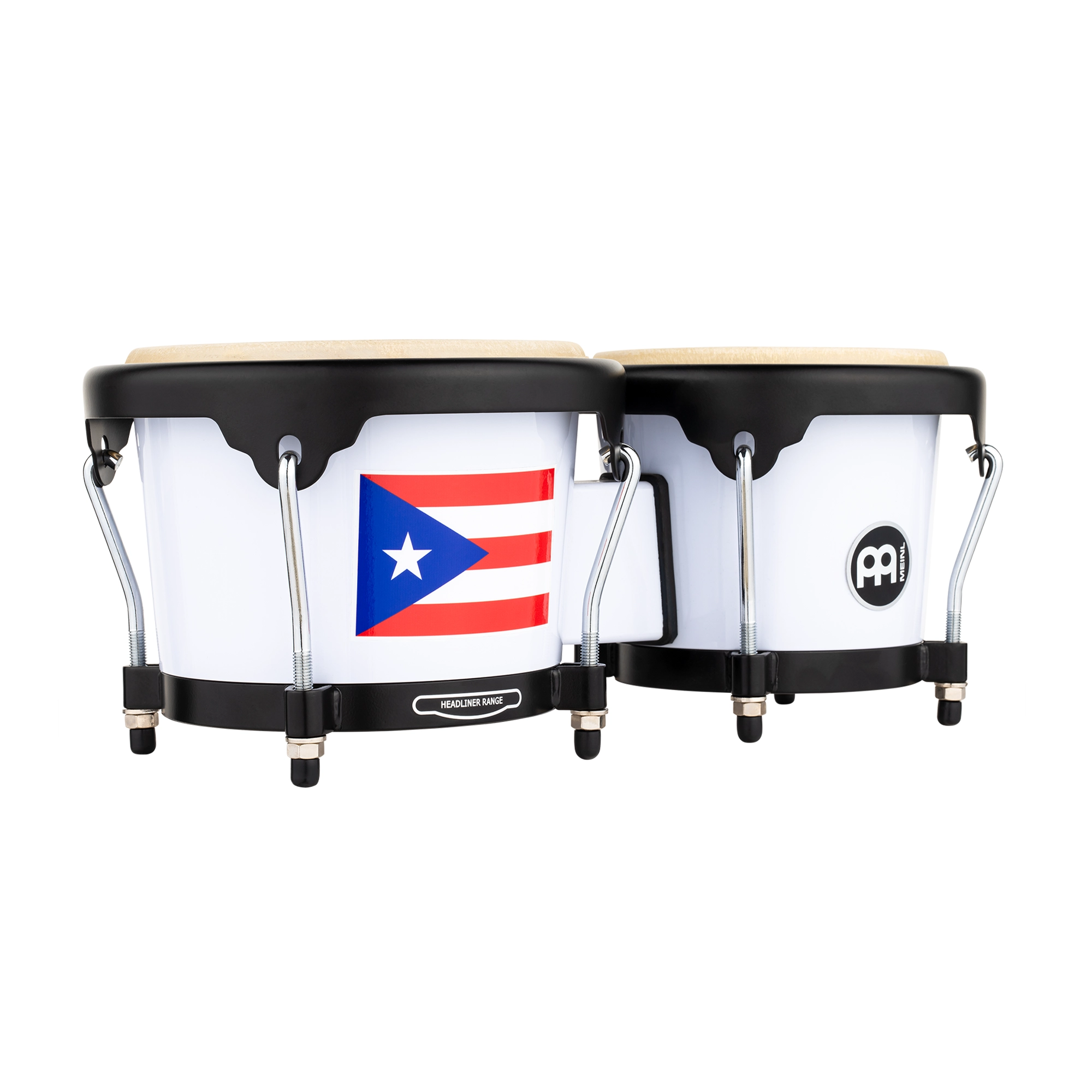 Meinl Journey Series HB50WH-PR Bongos - Bright White - Puerto Rican Flag