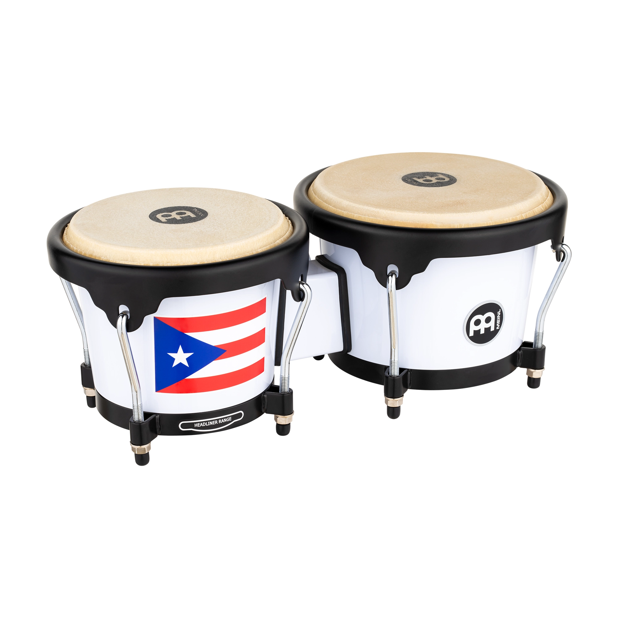 Meinl Journey Series HB50WH-PR Bongos - Bright White - Puerto Rican Flag