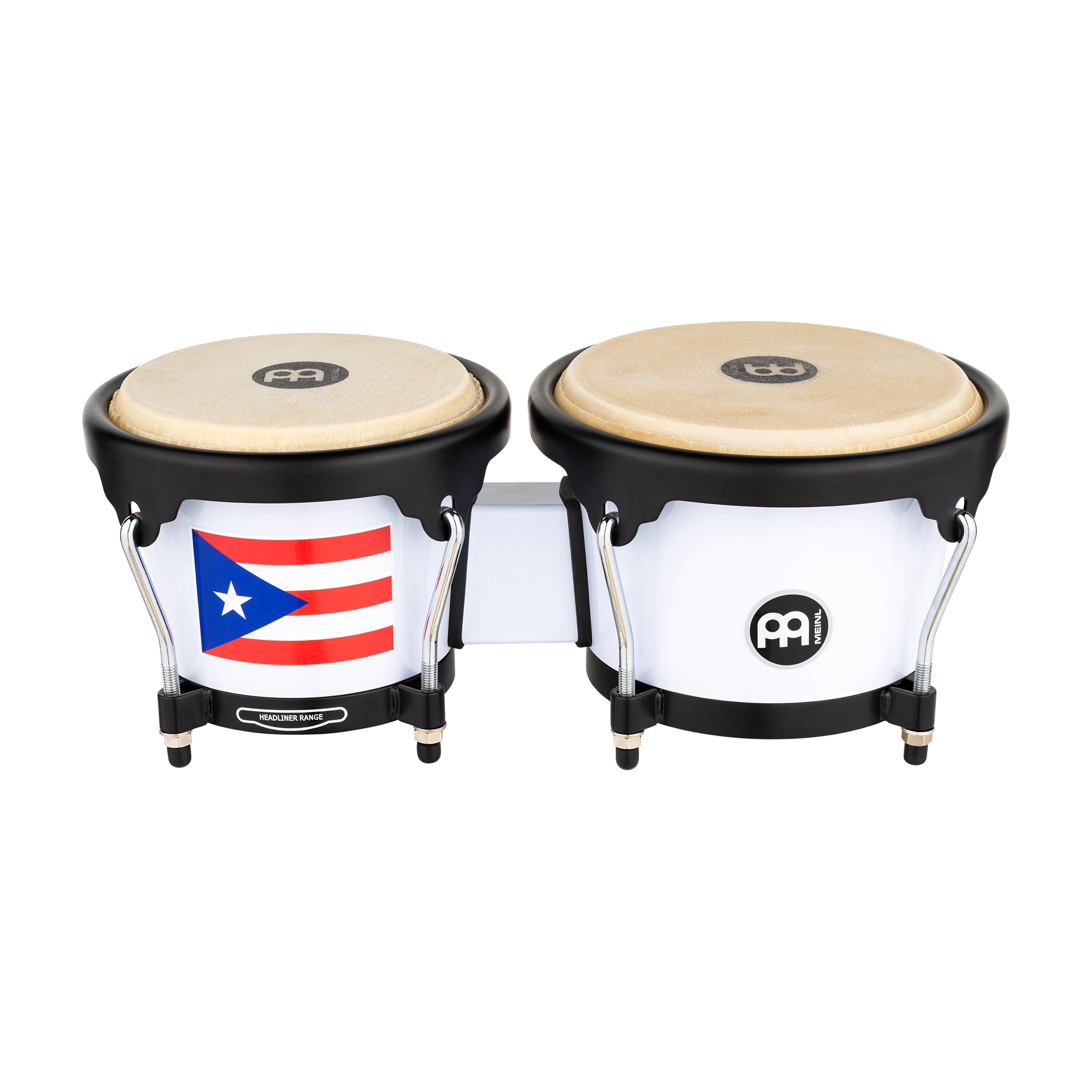 Meinl Journey Series HB50WH-PR Bongos - Bright White - Puerto Rican Flag