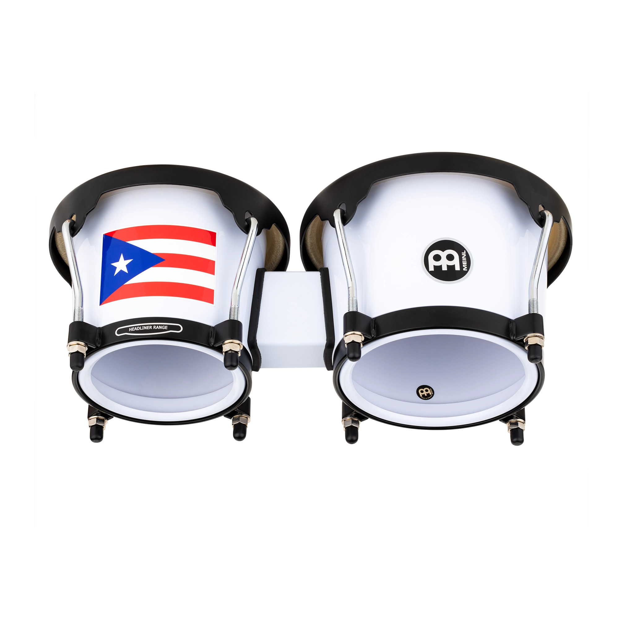 Meinl Journey Series HB50WH-PR Bongos - Bright White - Puerto Rican Flag