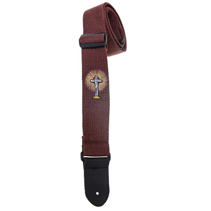 Henry Heller 2" Woven Cotton Guitar Strap w/ Cross - Brown