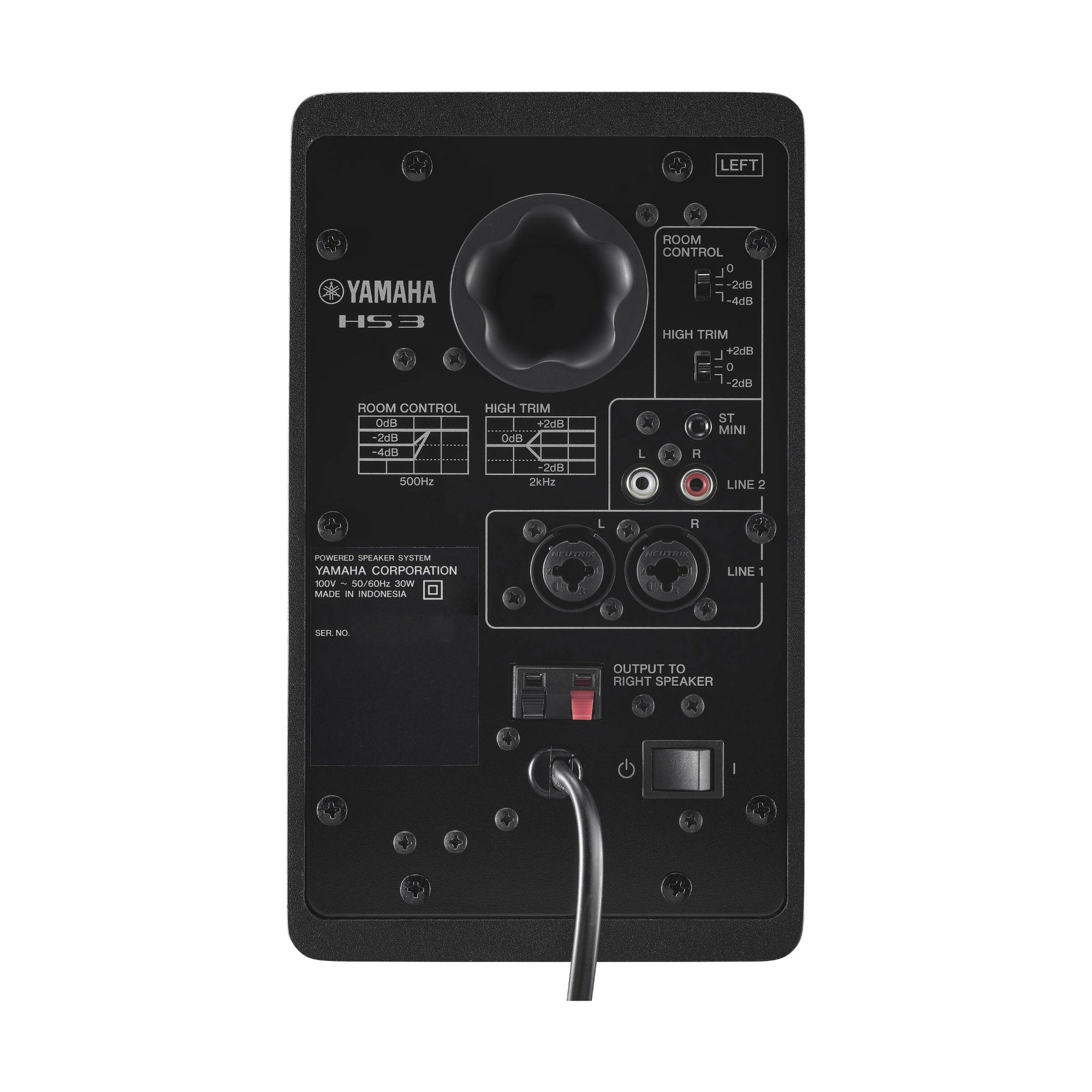 Back view of Yamaha HS3 3.5-inch Powered Studio Monitor Pair - Black