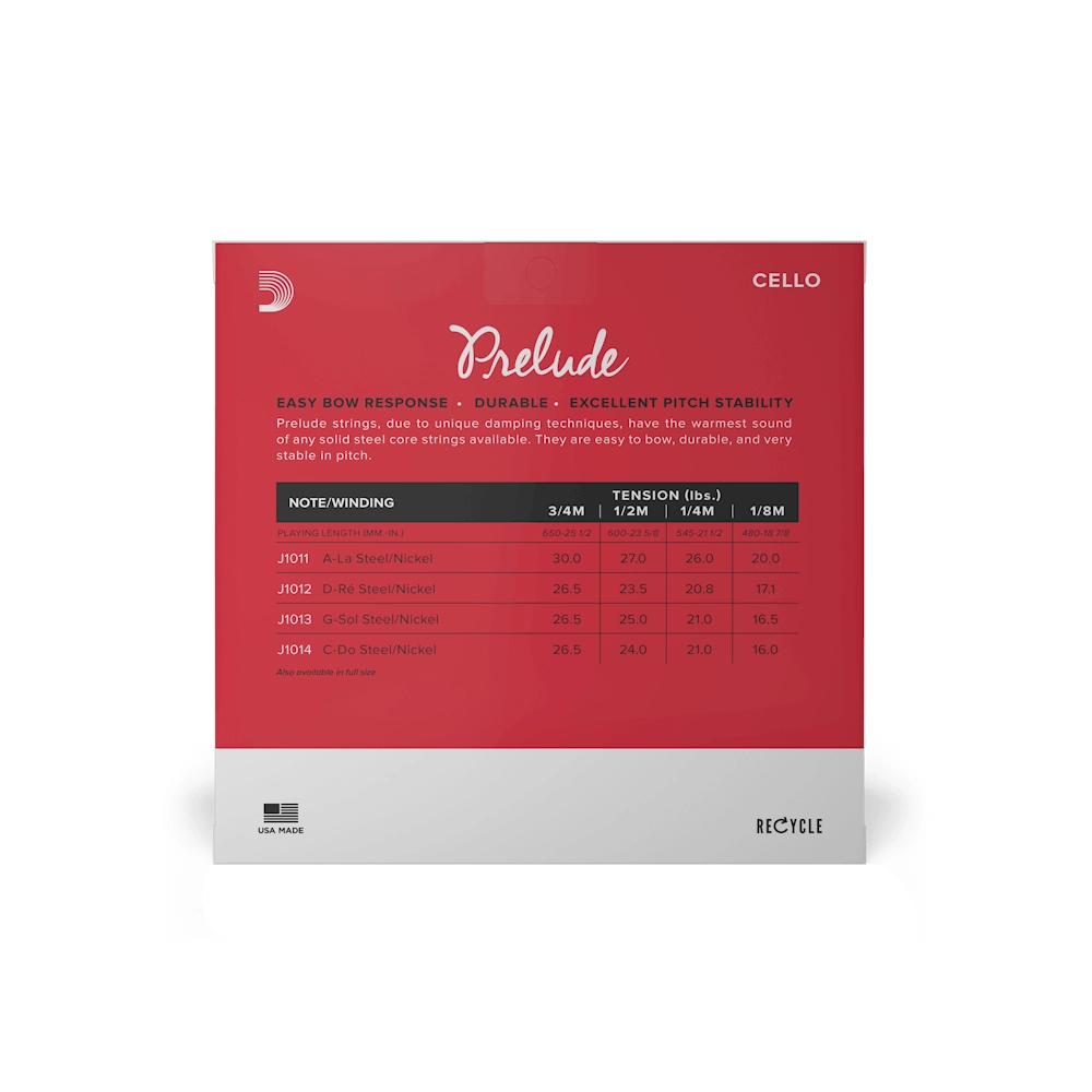 Prelude Cello String Set 1/2 Medium Tension