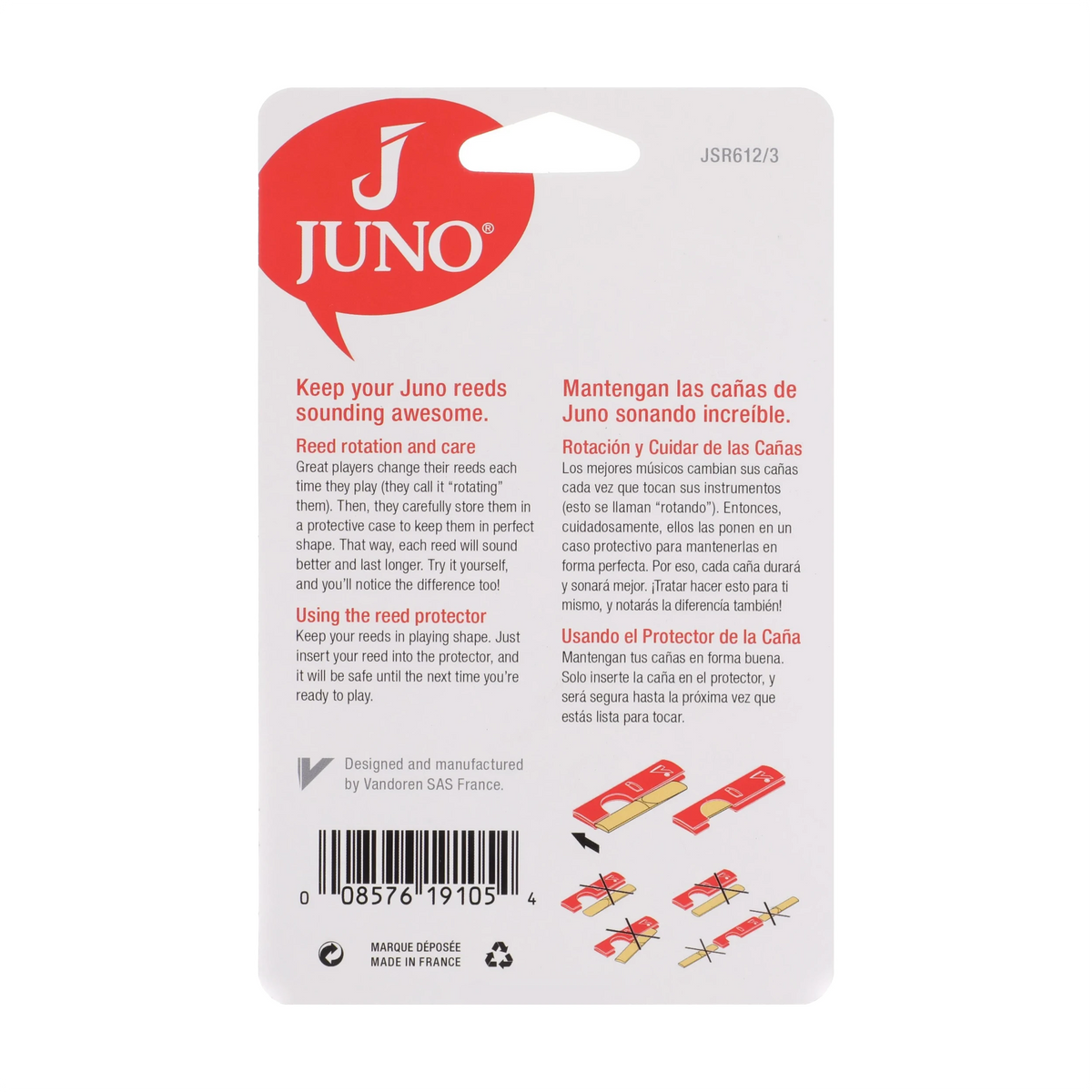 Vandoren Juno JSR612/3 Alto Saxophone Reeds - 2.0 - 3-Pack