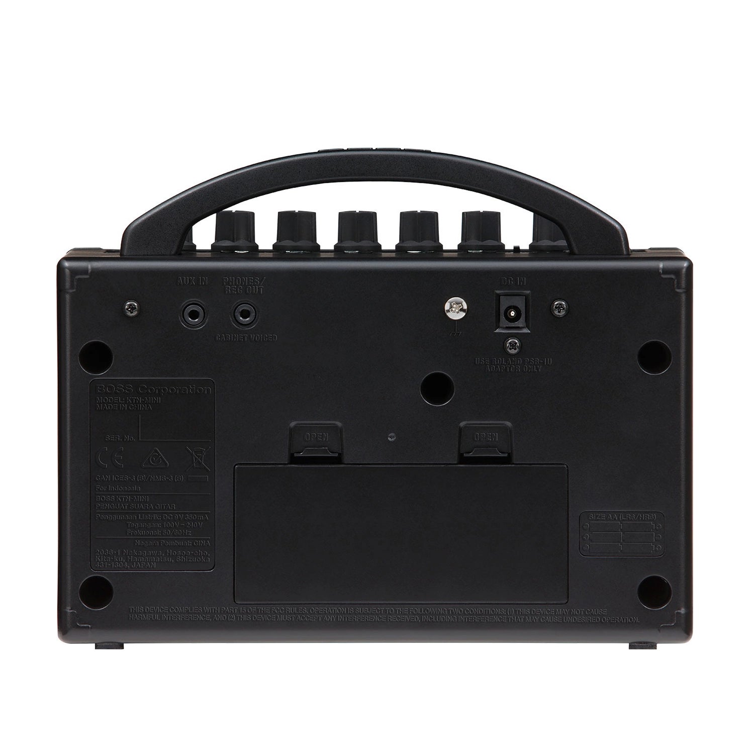Back panel view for Boss Katana 7W Mini Guitar Amp