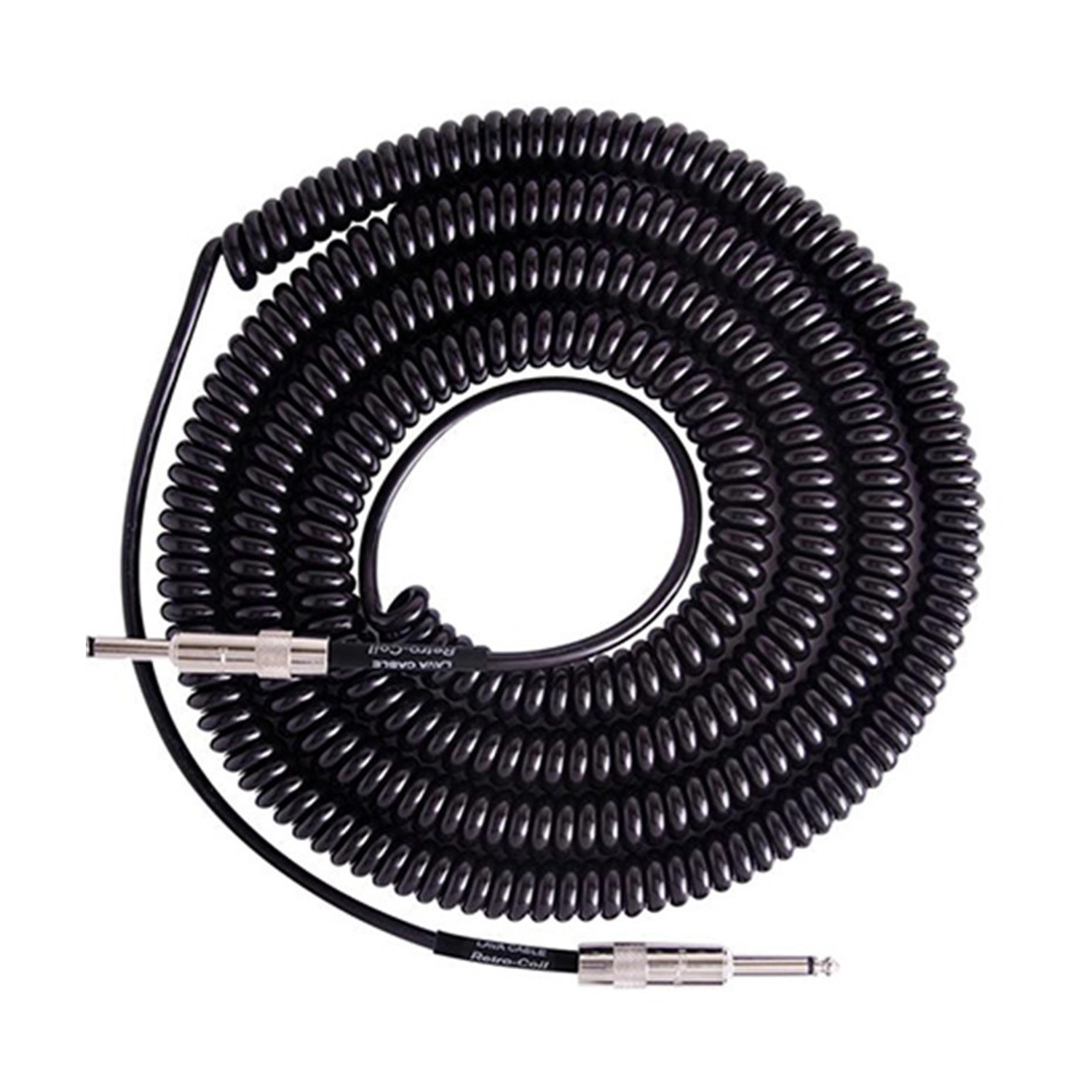Lava Cable Retro Coil 20' Straight to Right Angle Instrument Cable - Black