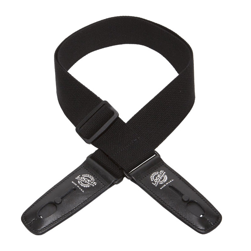 Lock-It Straps Cotton Series Guitar Strap LIS-013C2-BLK - Black