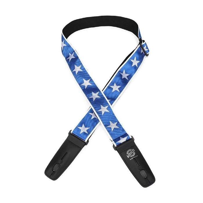Lock-It Straps Cotton Guitar Cotton Guitar Strap - Blue With White Stars