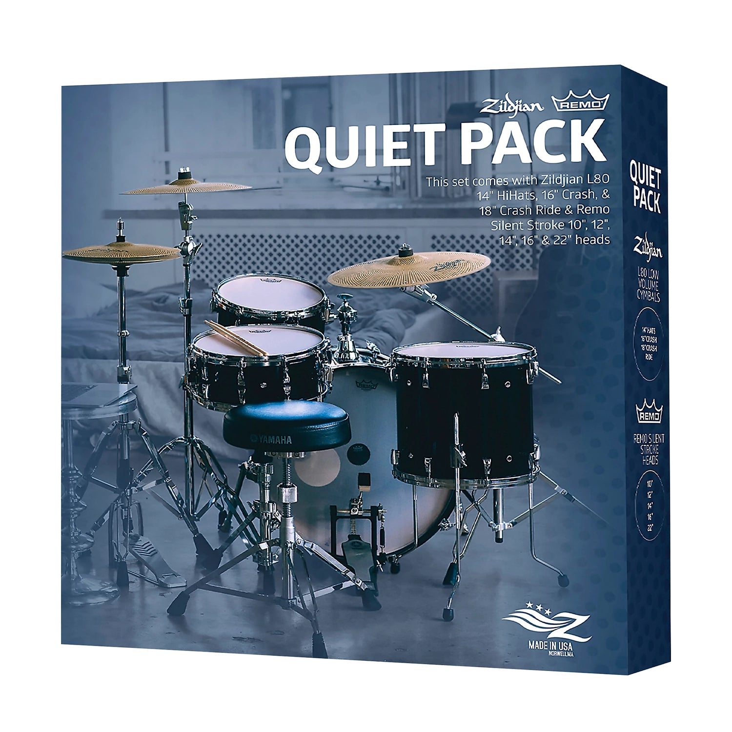 Zildjian LV468RH Low Volume Cymbal Pack with Remo Silent Stroke Heads