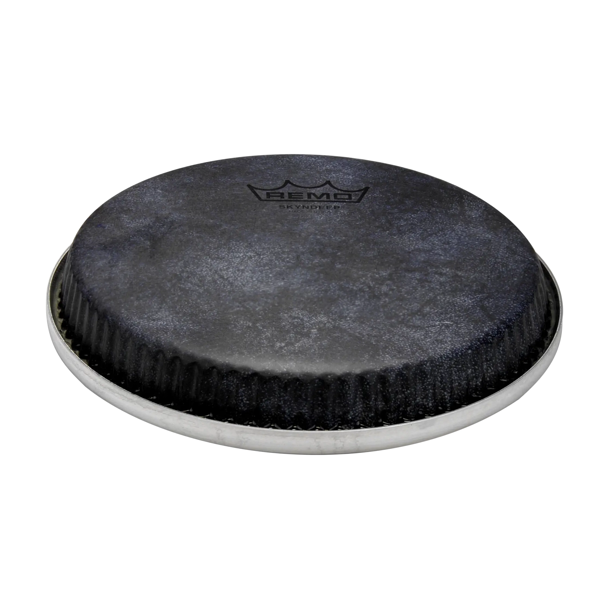 Front view of Remo Skyndeep R-Series Bongo Heads 8.5" - Black Calfskin Graphic