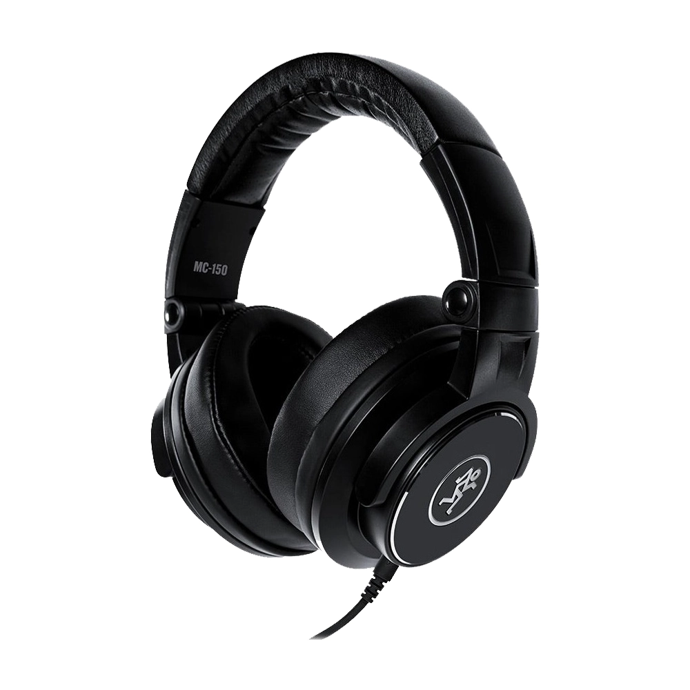 Front angle view of Mackie MC-150 Professional Closed-Back Headphones Black