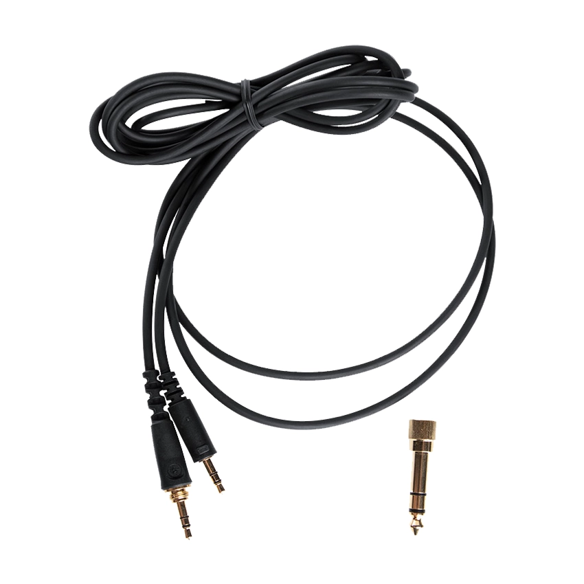 View of TRS cable 1/8 and adapter 1/8 to 1/4