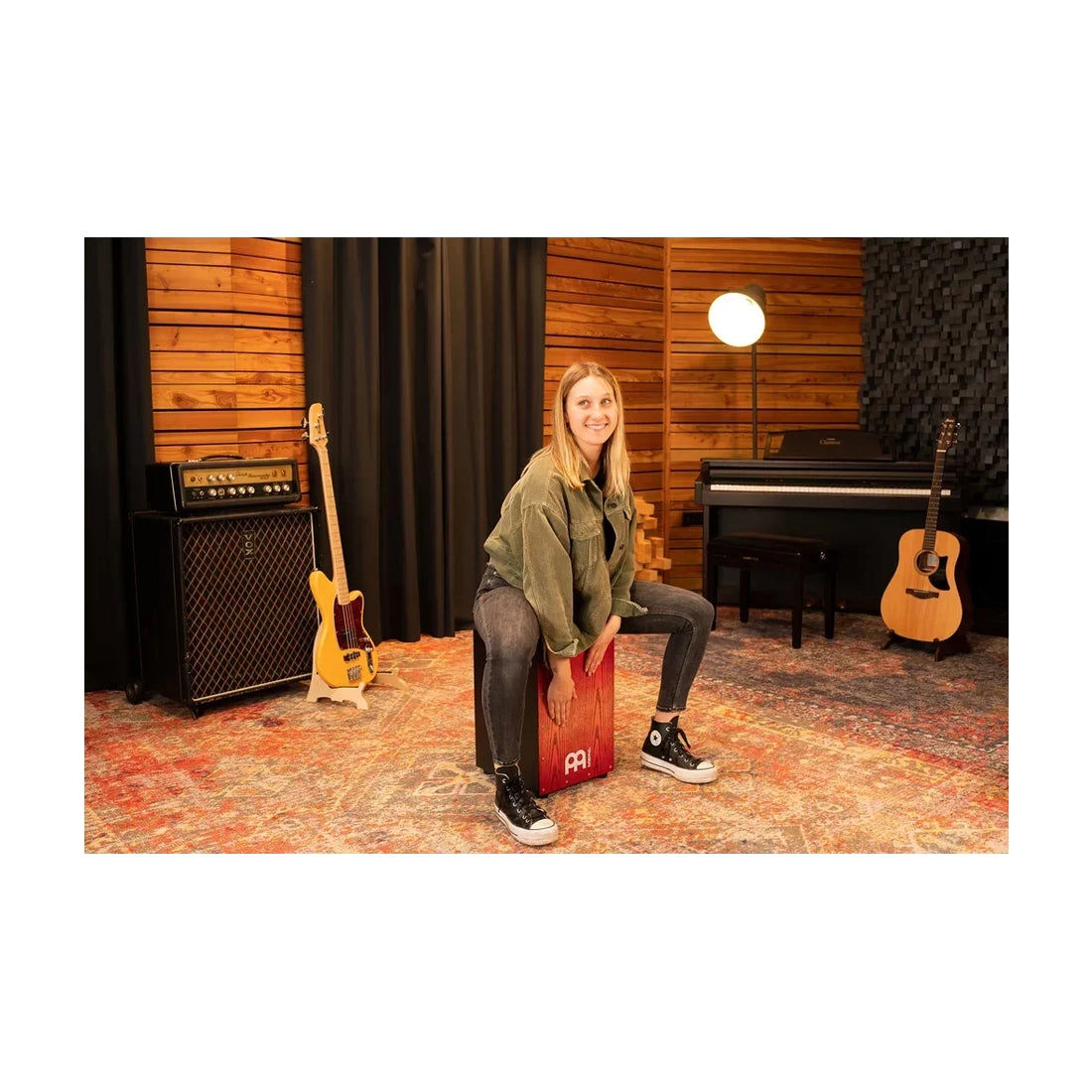 Meinl Percussion Headliner MCAJ100BK Snare Cajon - Tango Red Fade