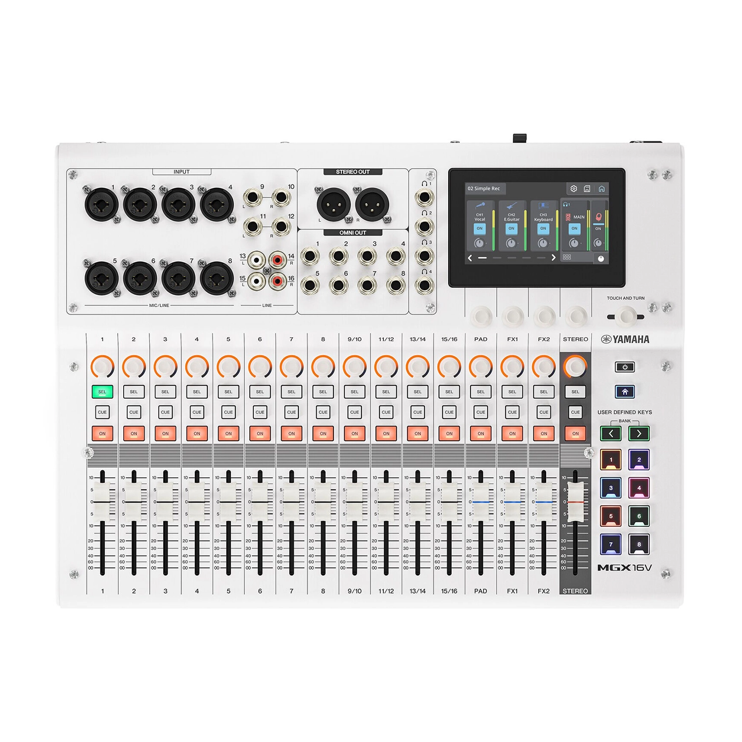 Yamaha MGX16V 22-Channel Digital Mixing Console with Video Interface white top view