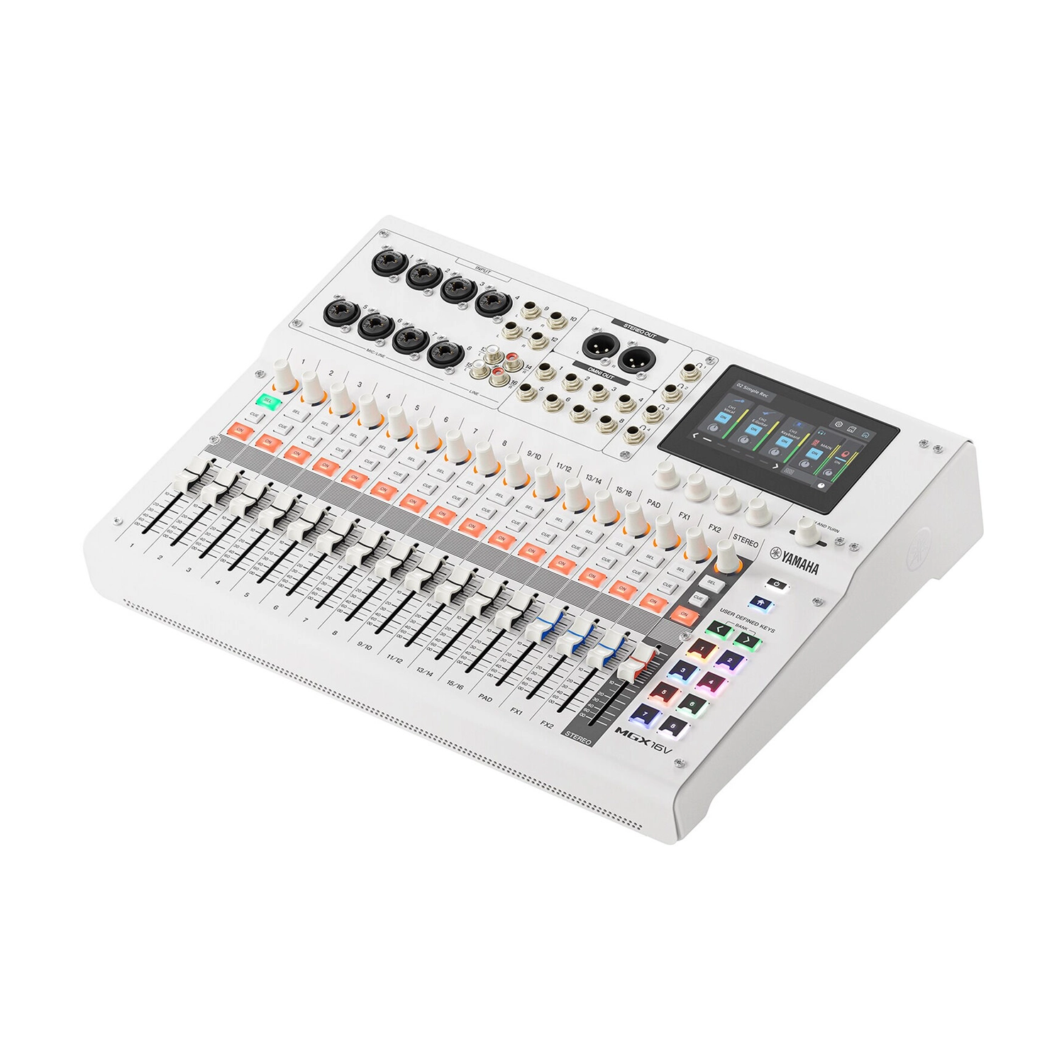 Yamaha MGX16V 22-Channel Digital Mixing Console with Video Interface white front side angle view