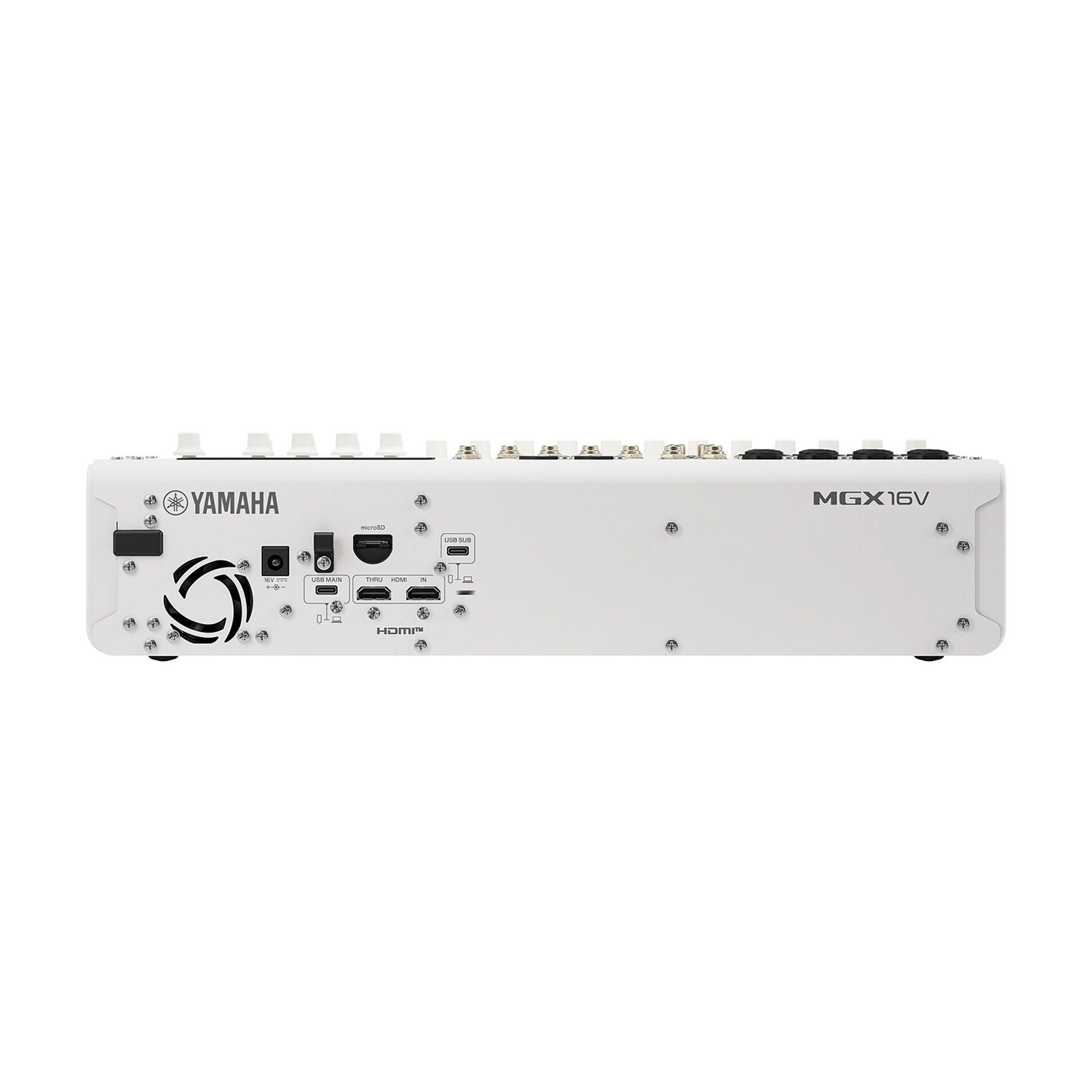 Yamaha MGX16V 22-Channel Digital Mixing Console with Video Interface white back side panel view