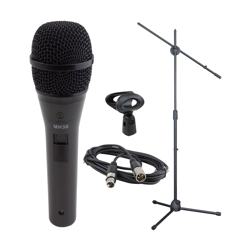Kit de micrófono dinámico cardioide Blastking MH30KIT y soporte