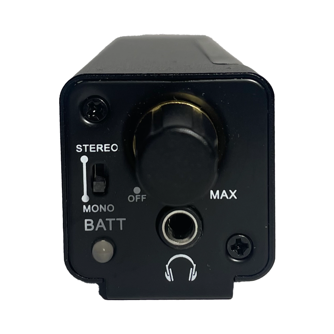 Blastking Active Personal In-Ear Monitor Amplifier control panel close up