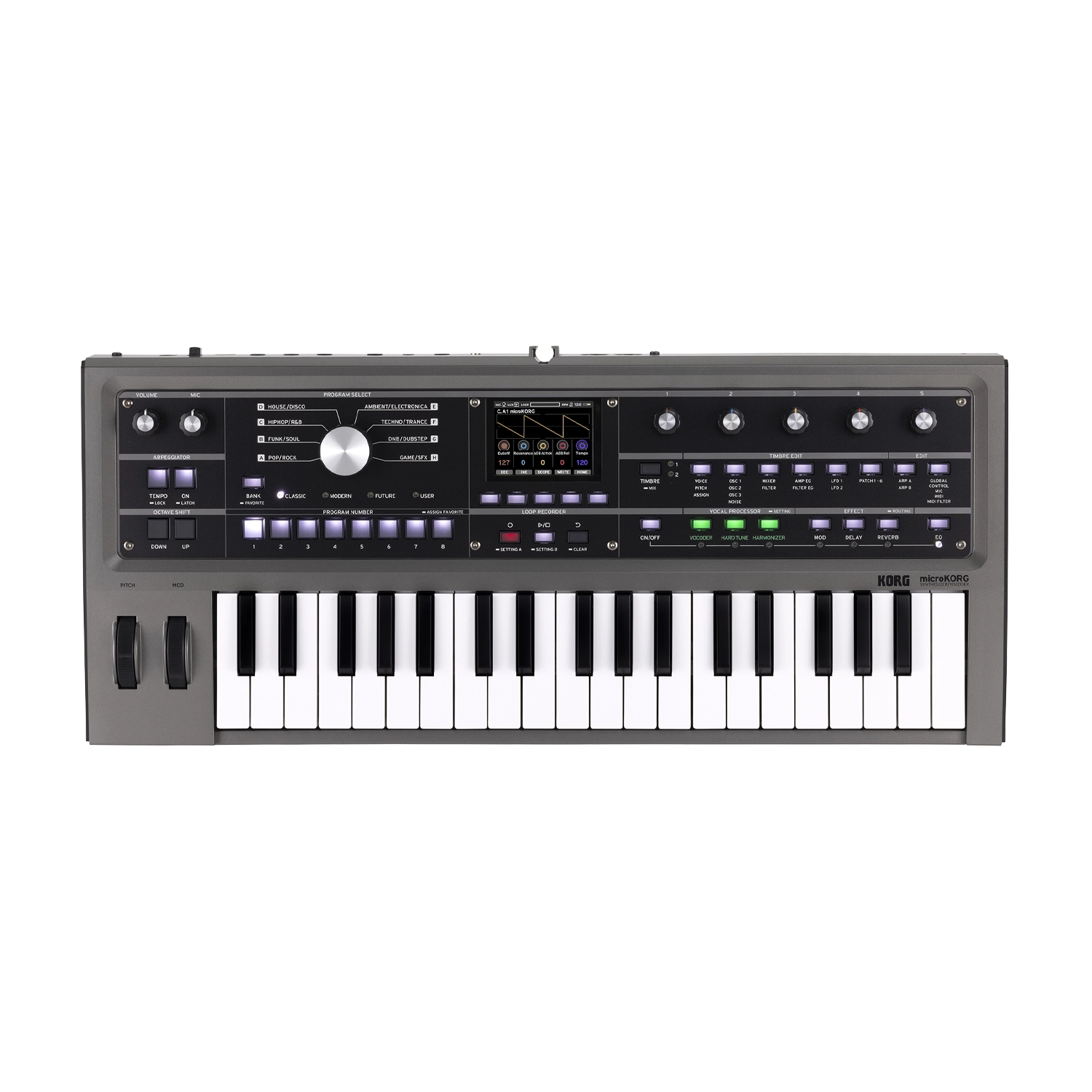 Korg Microkorg 2 37-Key Virtual Analog Synthesizer And Vocoder top view