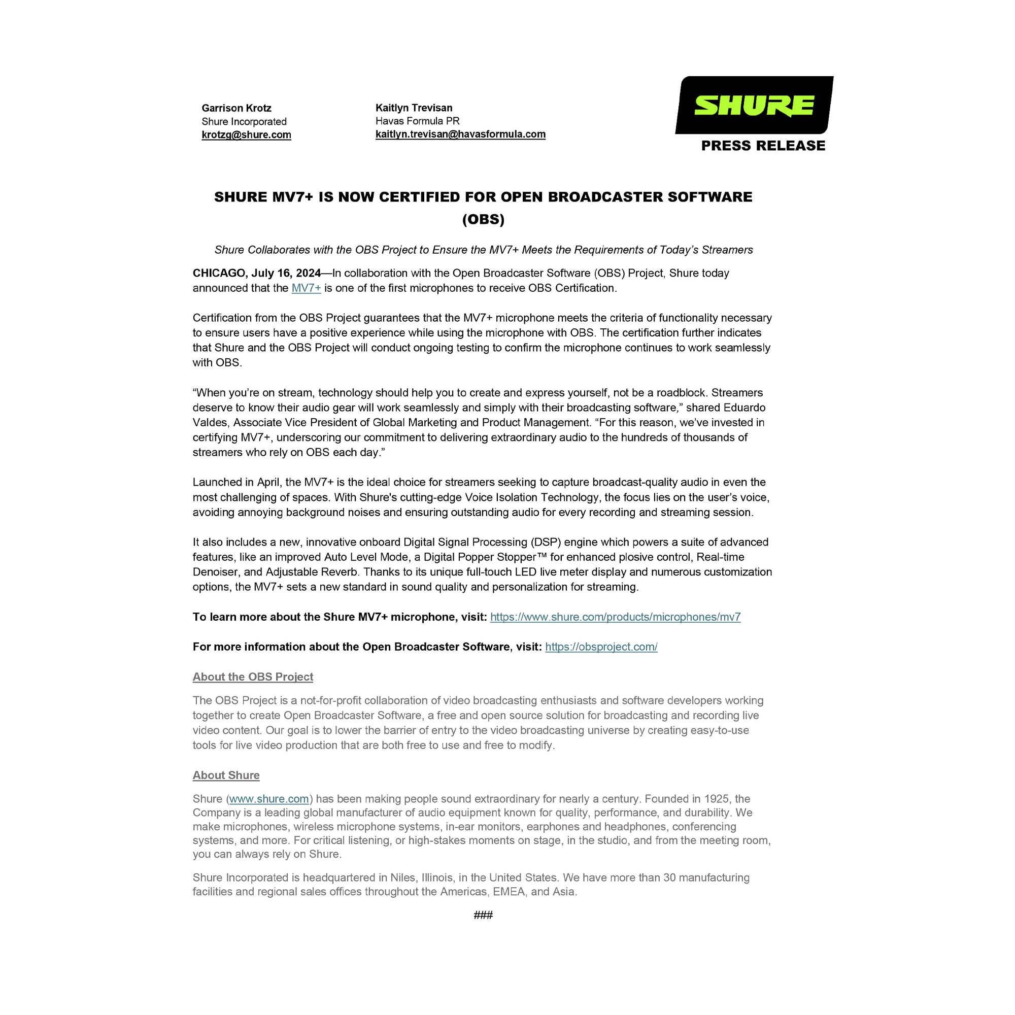 Shure MV7+ Hybrid USB/XLR Dynamic Microphone - Black