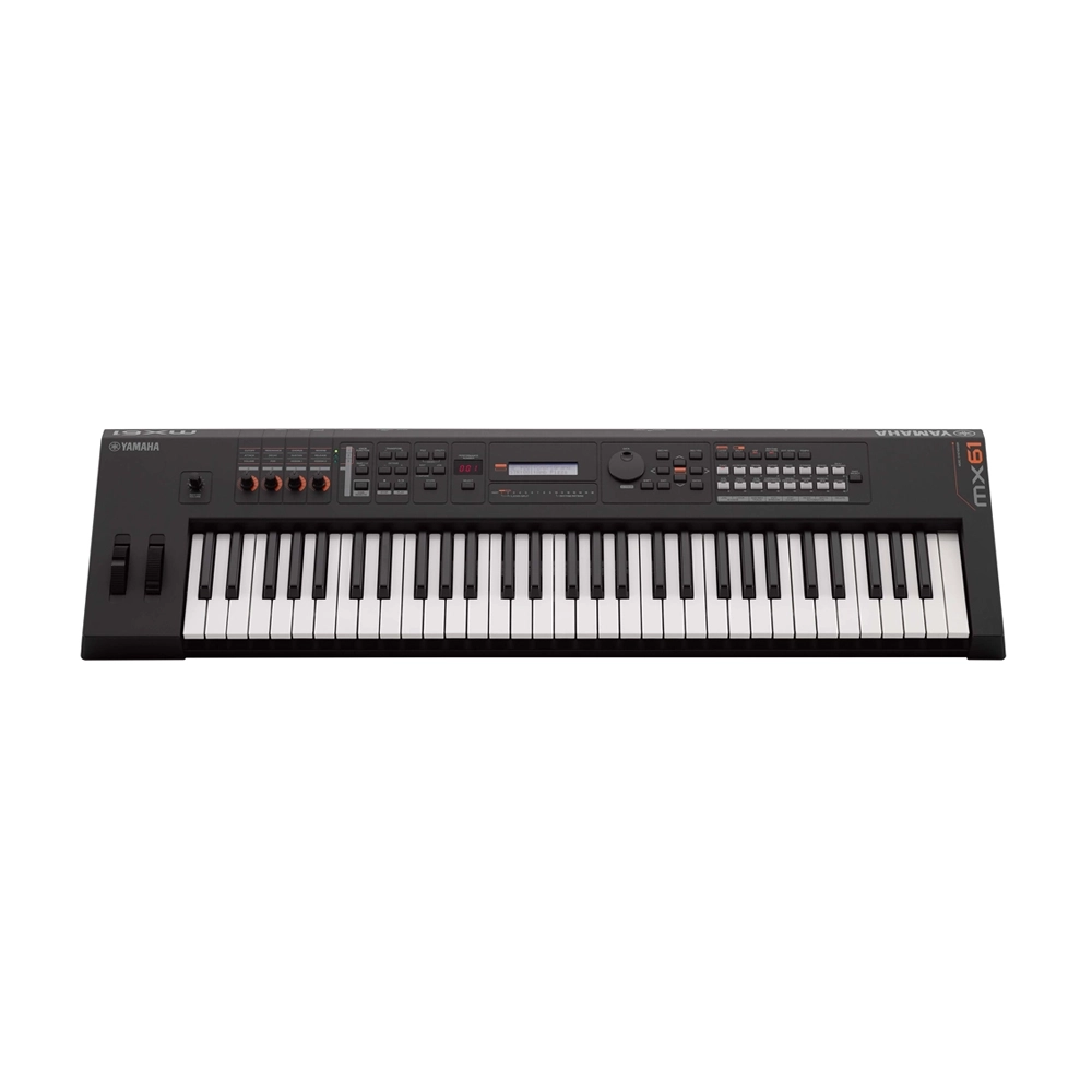 Front View of Yamaha MX61 61 Key Music Production Synthesizer - Black