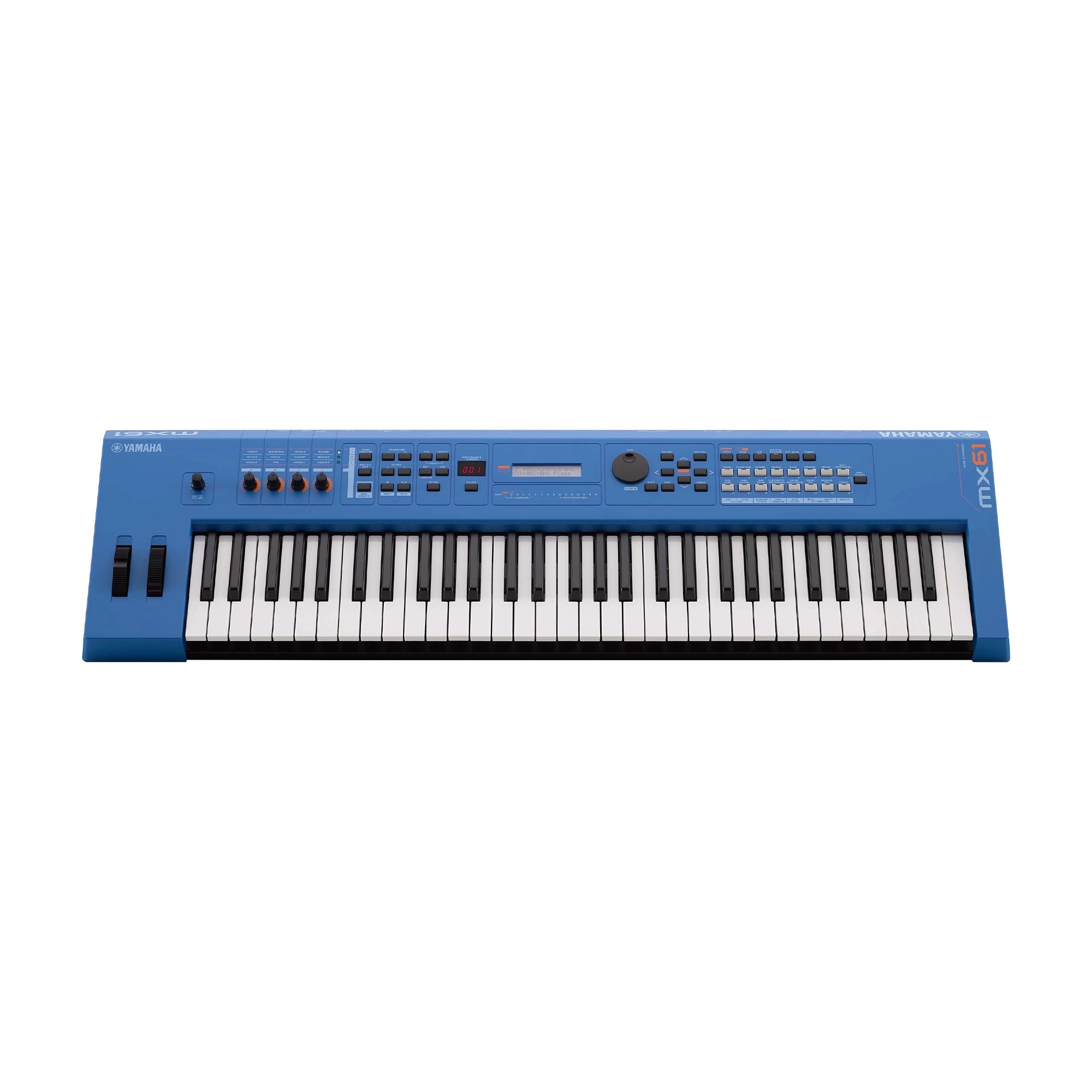 Front View of Yamaha MX61 61 Key Music Production Synthesizer - Blue
