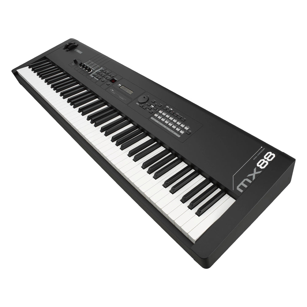 Angle view of Yamaha MX88 88 Key Music Production Synthesizer - Black