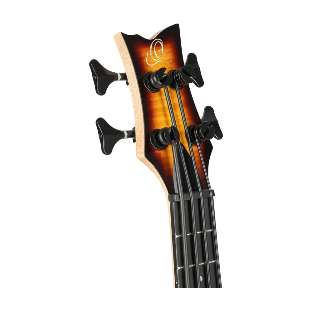 Ortega Solid Body Ukebass Mahogany & Flamed Maple Rechargeable Pu - Tobacco Sunburst