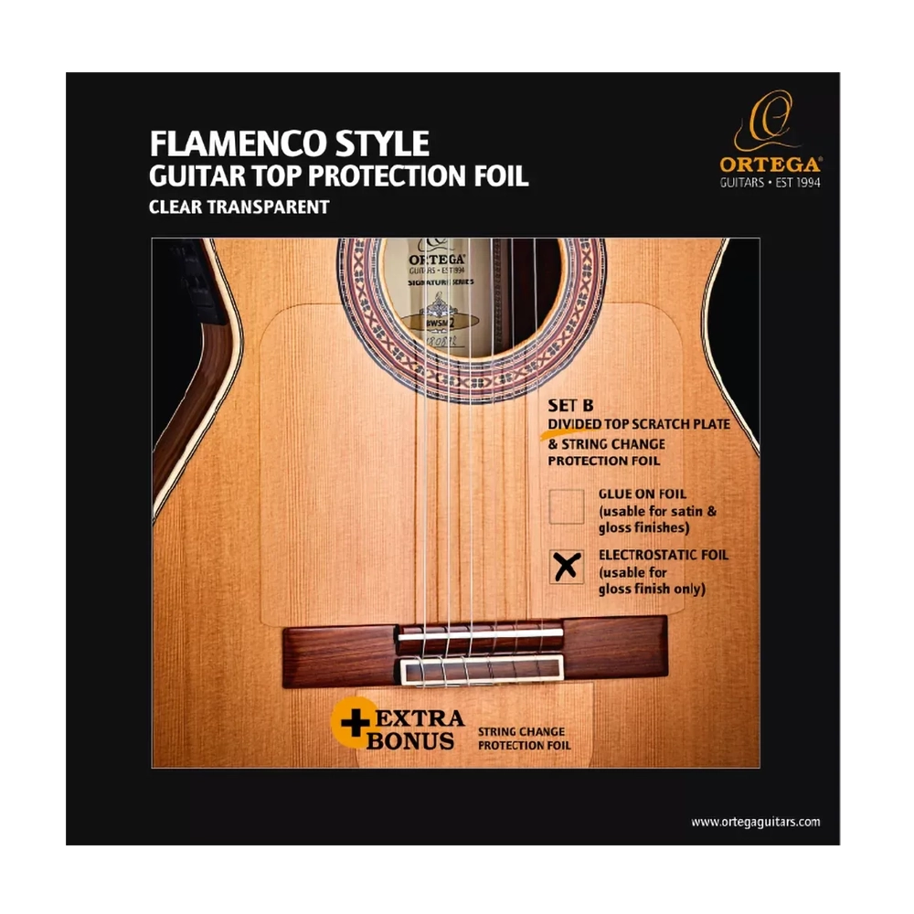 Ortega Pickguard OERP-FLAM2 Divided Top Plate & Bridge Transparent/Reusable