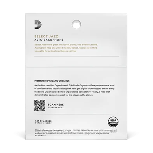 D'addario Cañas Organics Select Jazz Field Para Saxofón Alto, Paquete De 3 - 3 Suaves