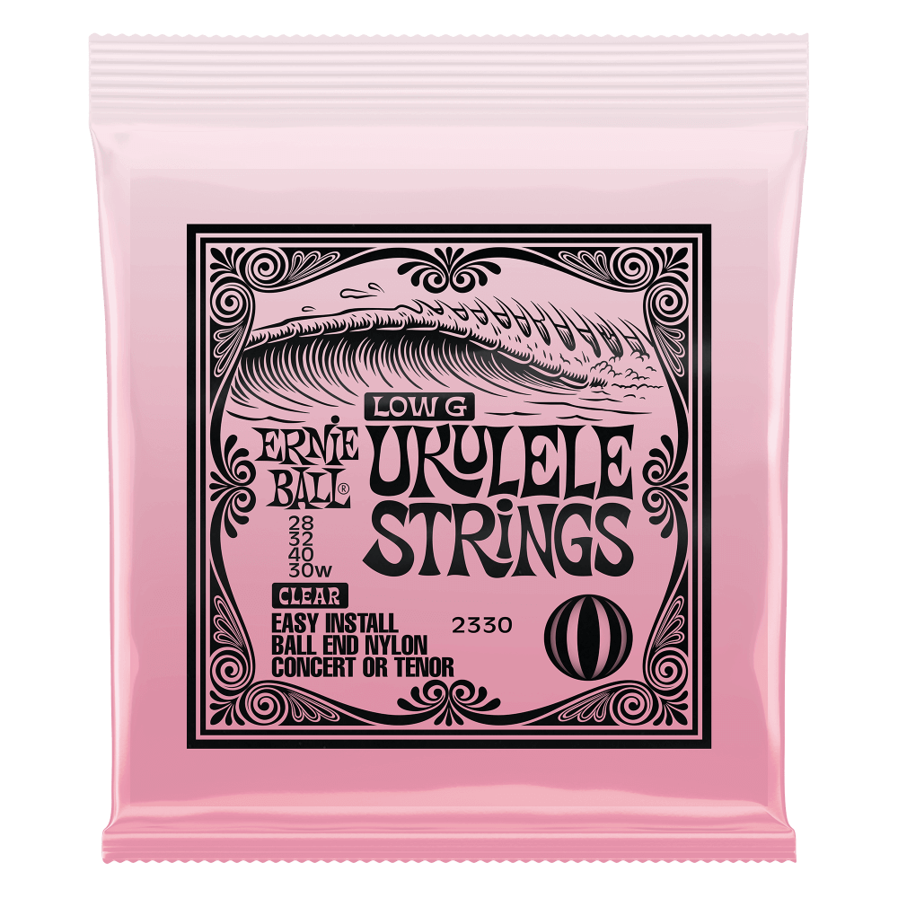 Cuerdas de Ukulele Ernie Ball 2330 Low G para Concierto/Tenor - Nylon Transparente, Conector de Bola