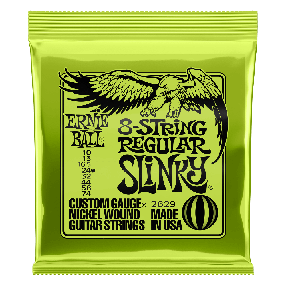 Ernie Ball Regular Slinky 10-74 Electric Guitar Strings, 8-String Set