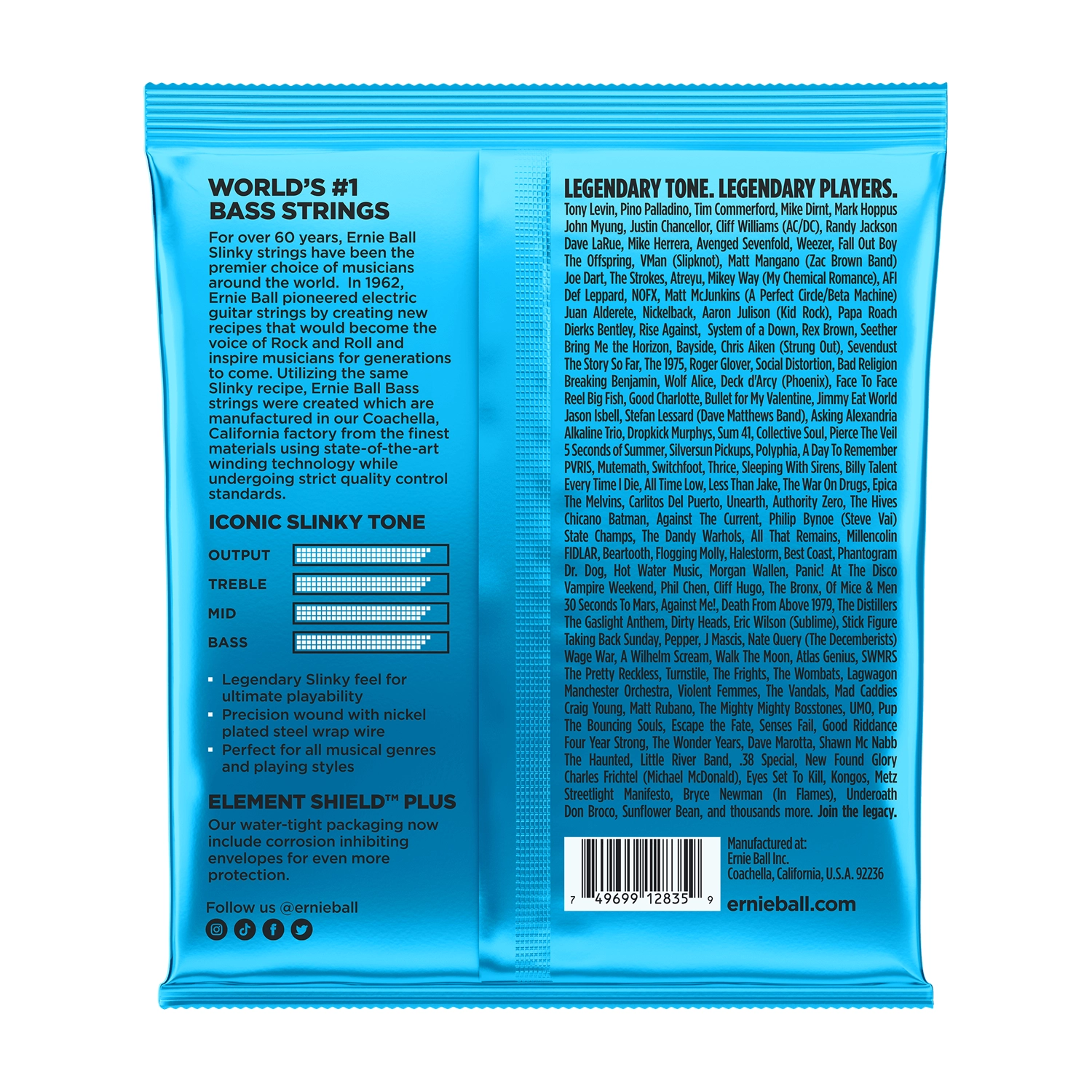 Cuerdas de Bajo Redondas Extra Slinky Ernie Ball 2835