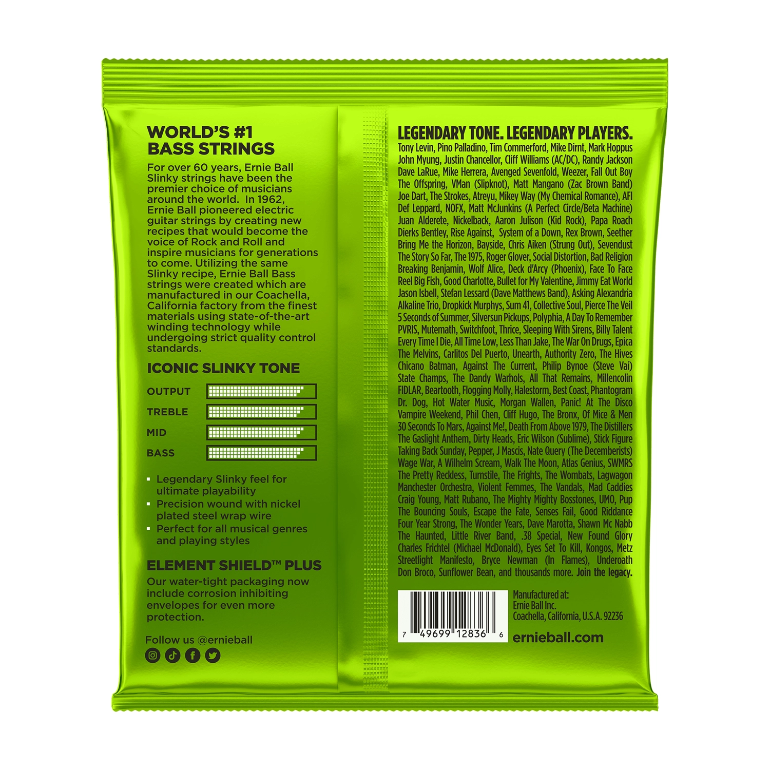 Cuerdas de Bajo de 5 Cuerdas Ernie Ball 2836 Slinky