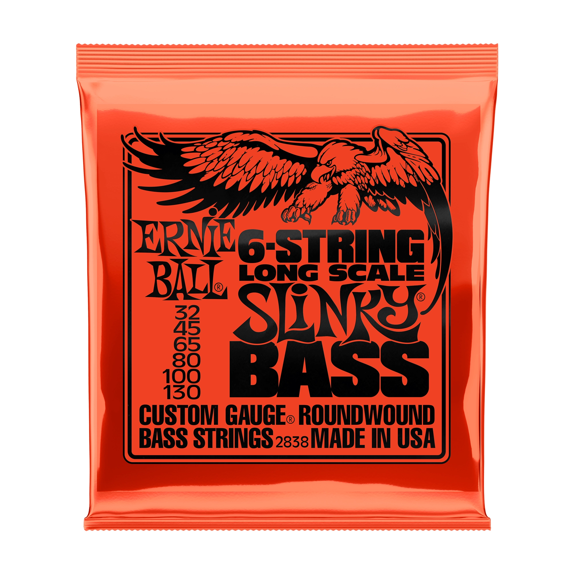 Cuerdas de Bajo Eléctrico de 6 Cuerdas Ernie Ball 2838 Slinky Nickel Round Wound