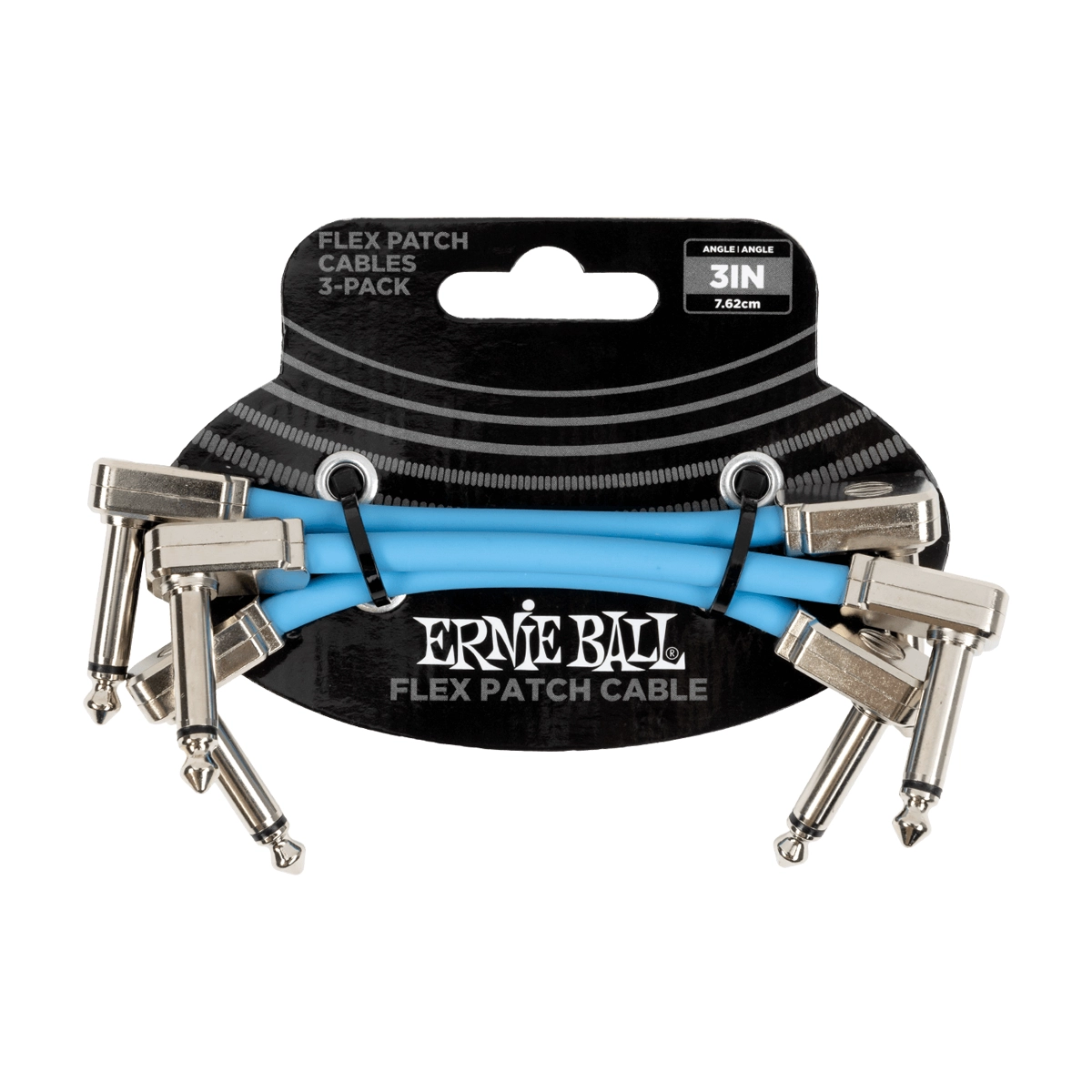 Ernie Ball 6459 3" Cable de parche flexible - Azul - Paquete de 3