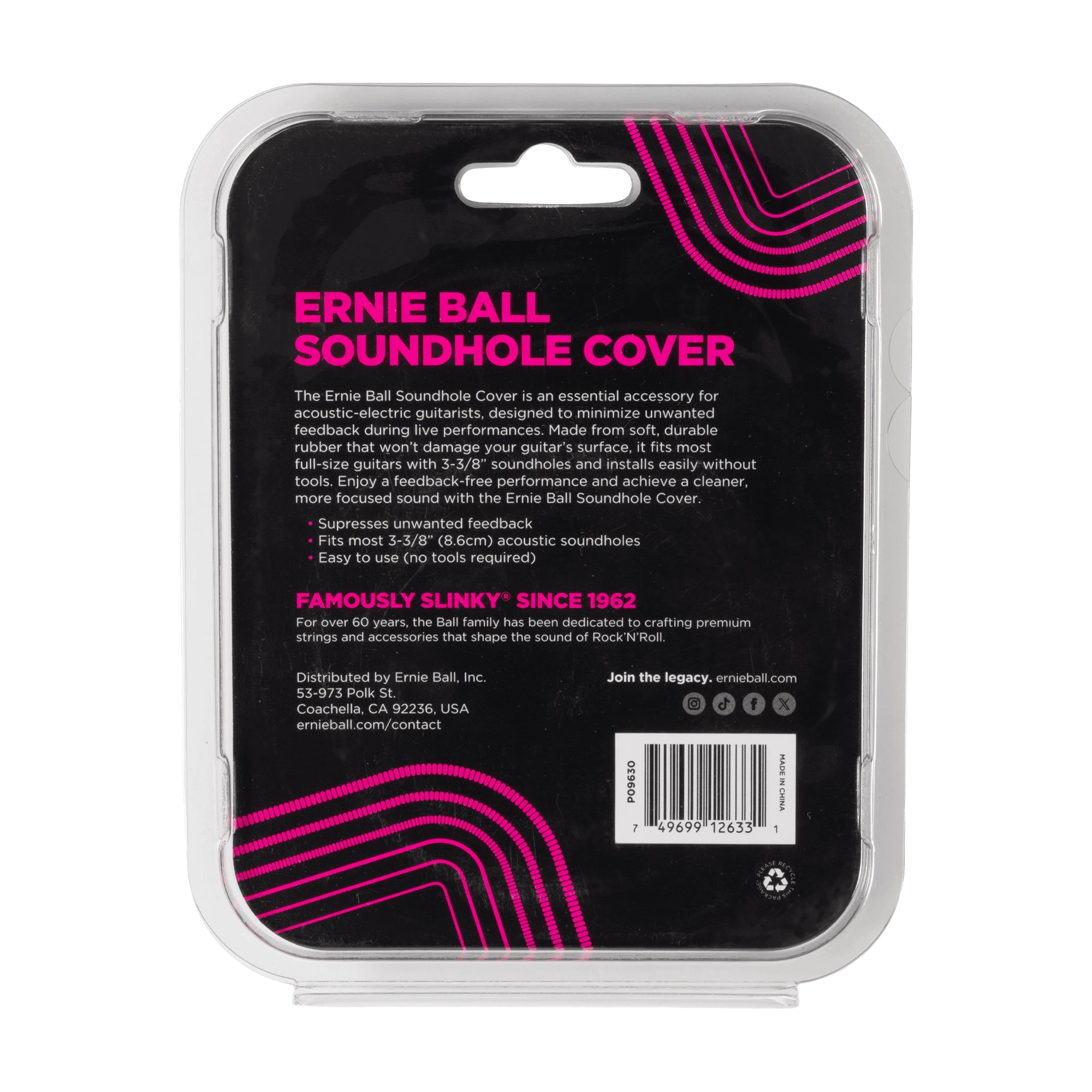Ernie Ball Acoustic Rubber Feedback Suppressor SoundHole Cover