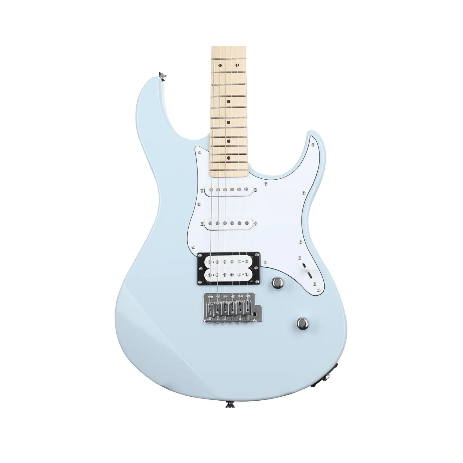 Close up Front view of Yamaha PAC112VM Electric Guitar - Ice Blue