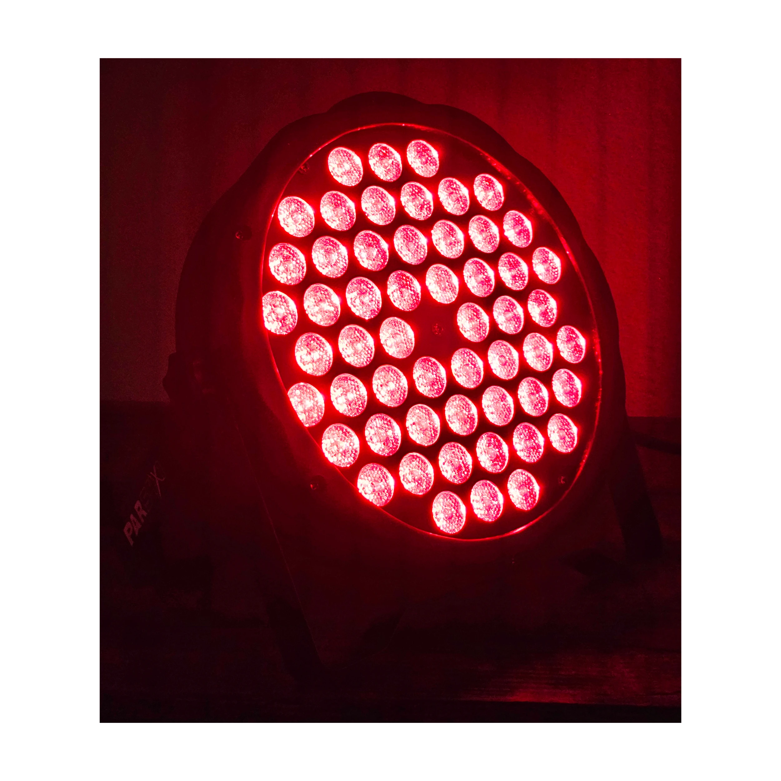 Lite Tek Led Lights PAR-54X1RGB front side angle view red light