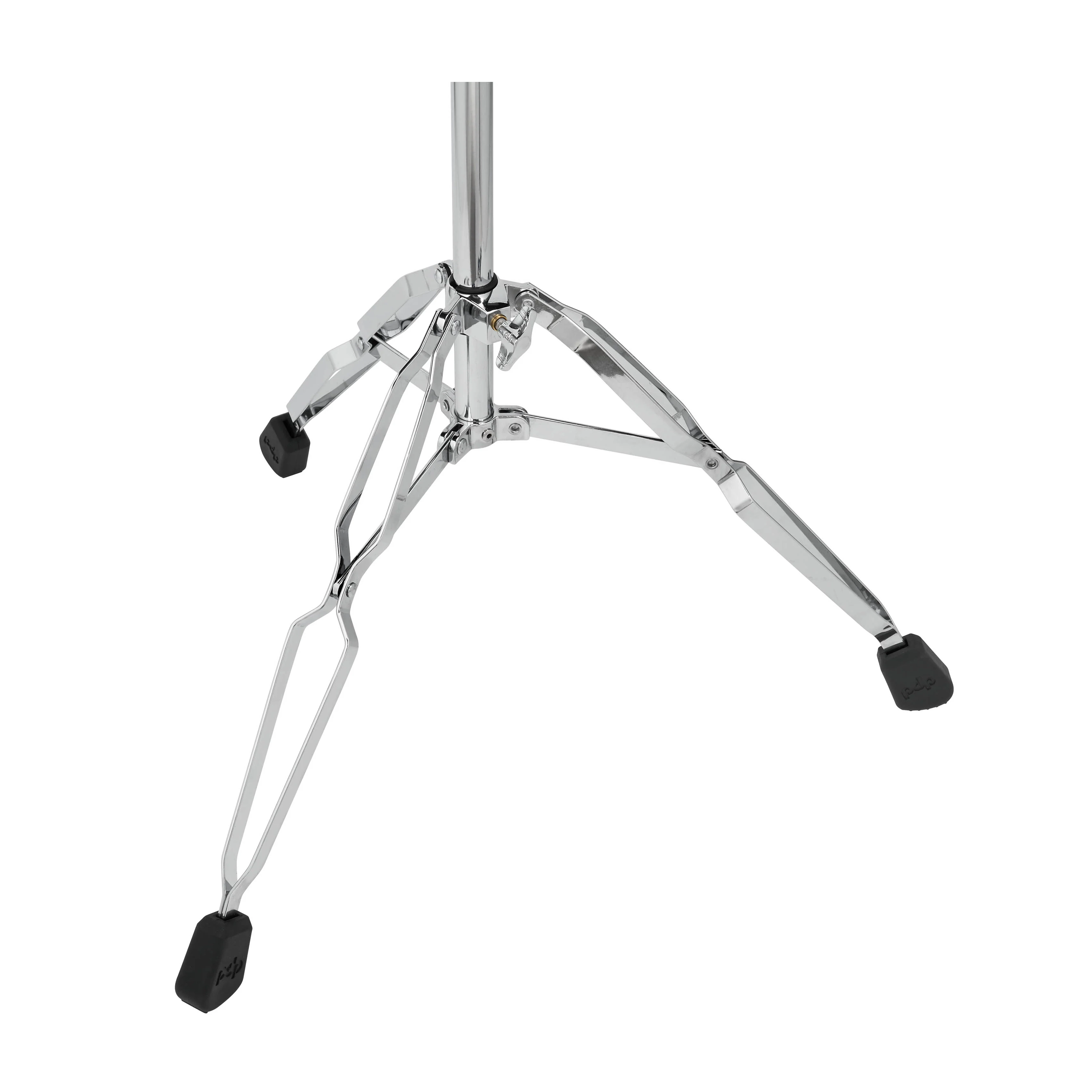 Chrome cymbal stand tripod legs on a white background