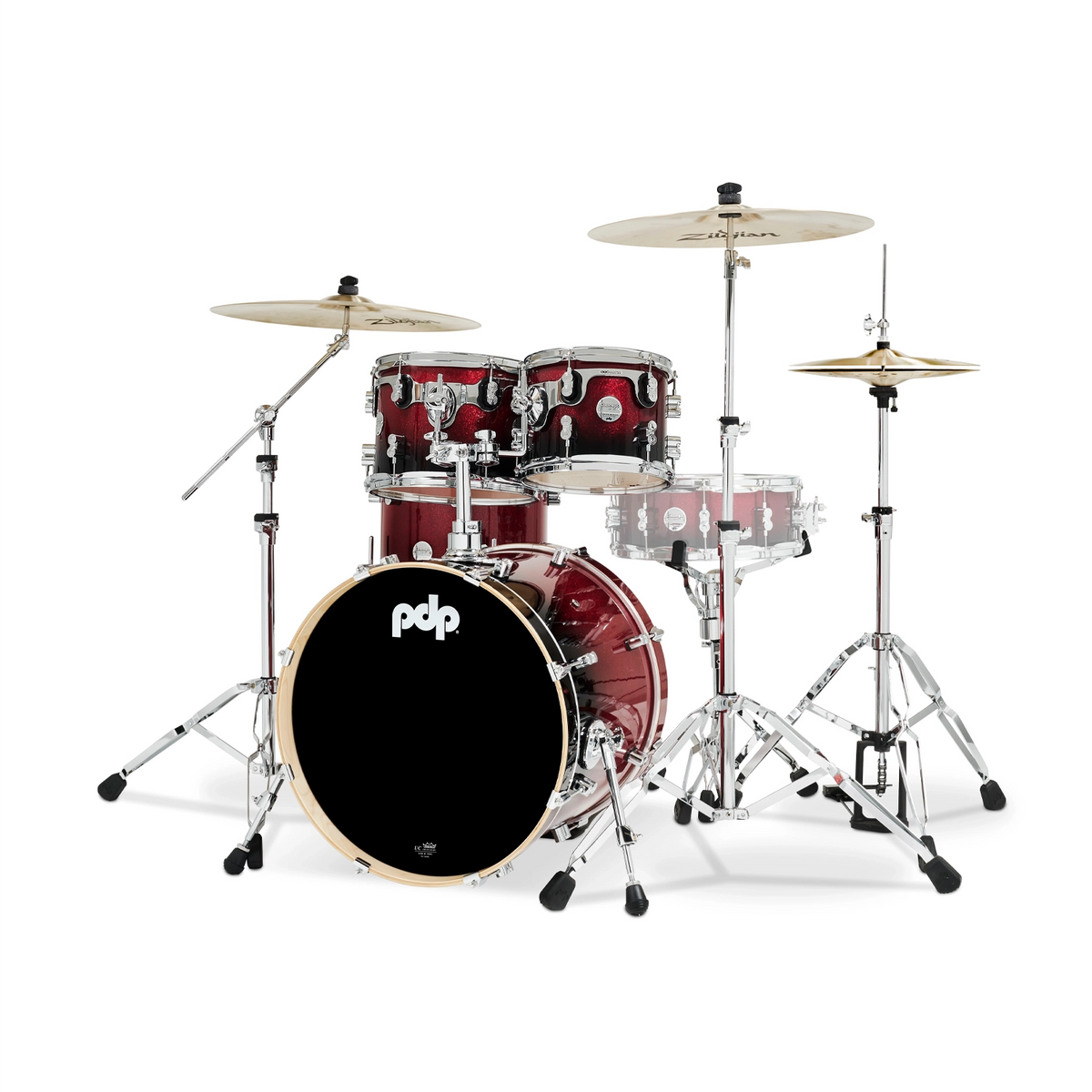 PDP Concept Maple 4-Piece Fusion Shell Pack - Red/Black Fade