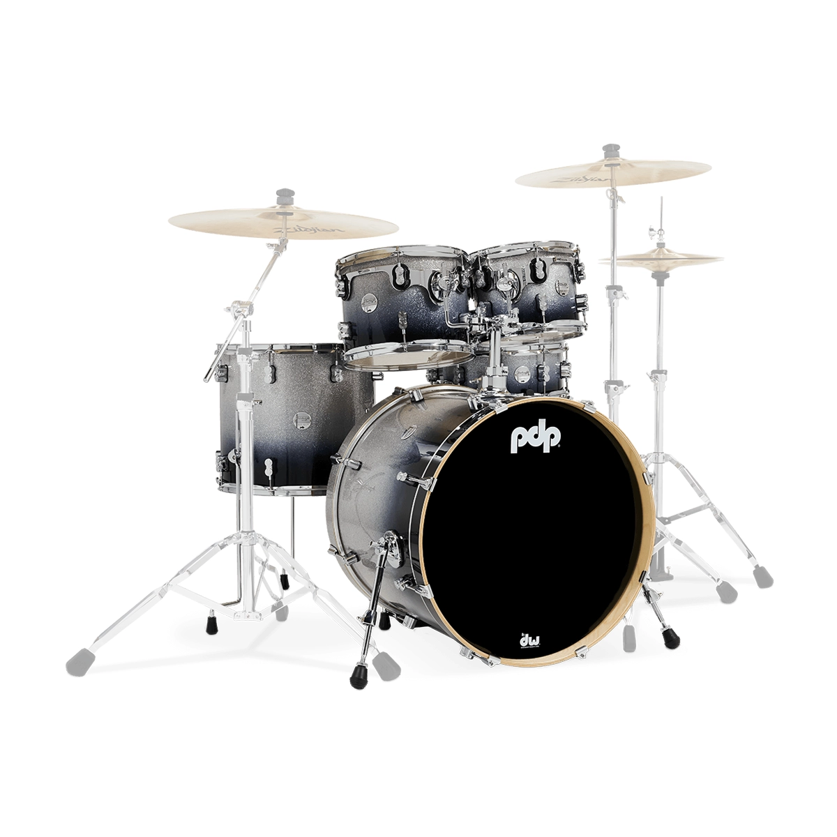 PDP Concept Maple 5-Piece Shell Pack - Silver to Black Fade