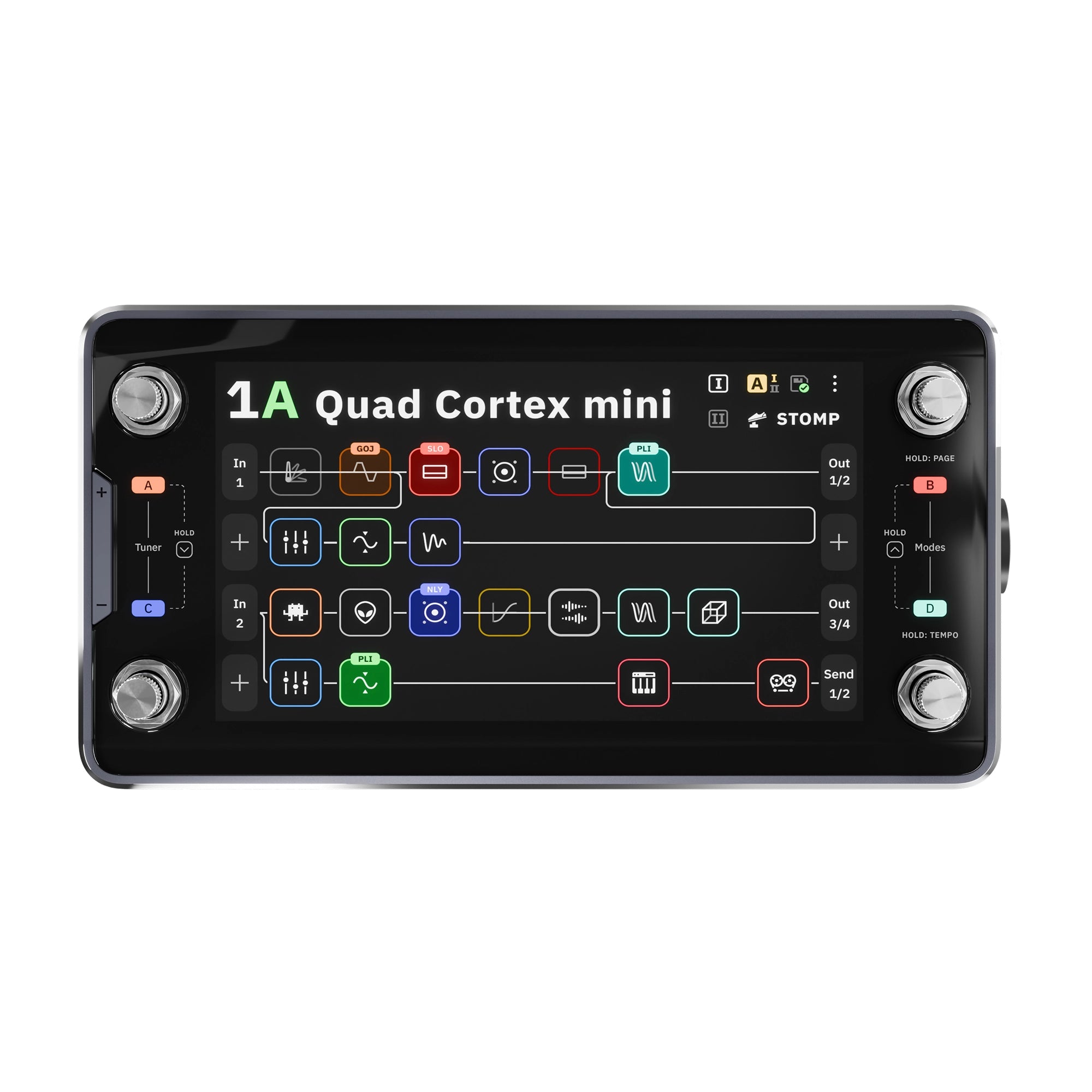 Neural dsp quad cortex mini modeling and effects processor top view