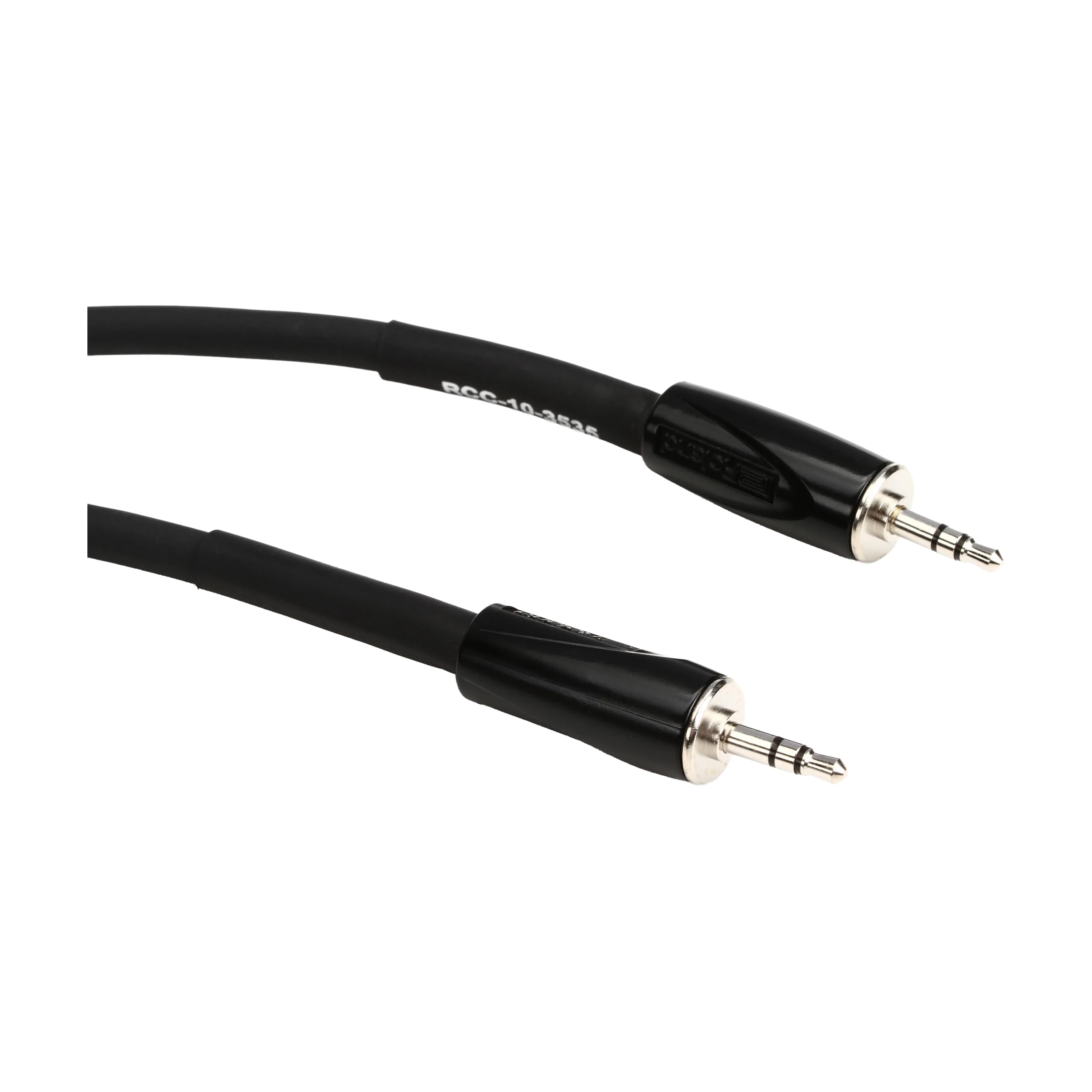 Close up view of Roland Black Series 1/8" TRS to 1/8" TRS Interconnect Cable