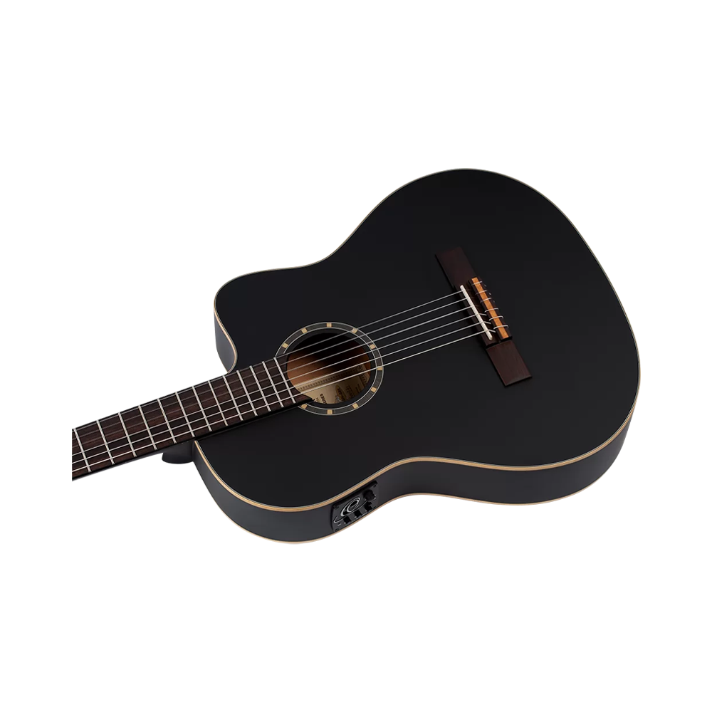 Ortega Family Series Rce125sn Thinline Acoustic-Electric Classical Guitar - Satin Black