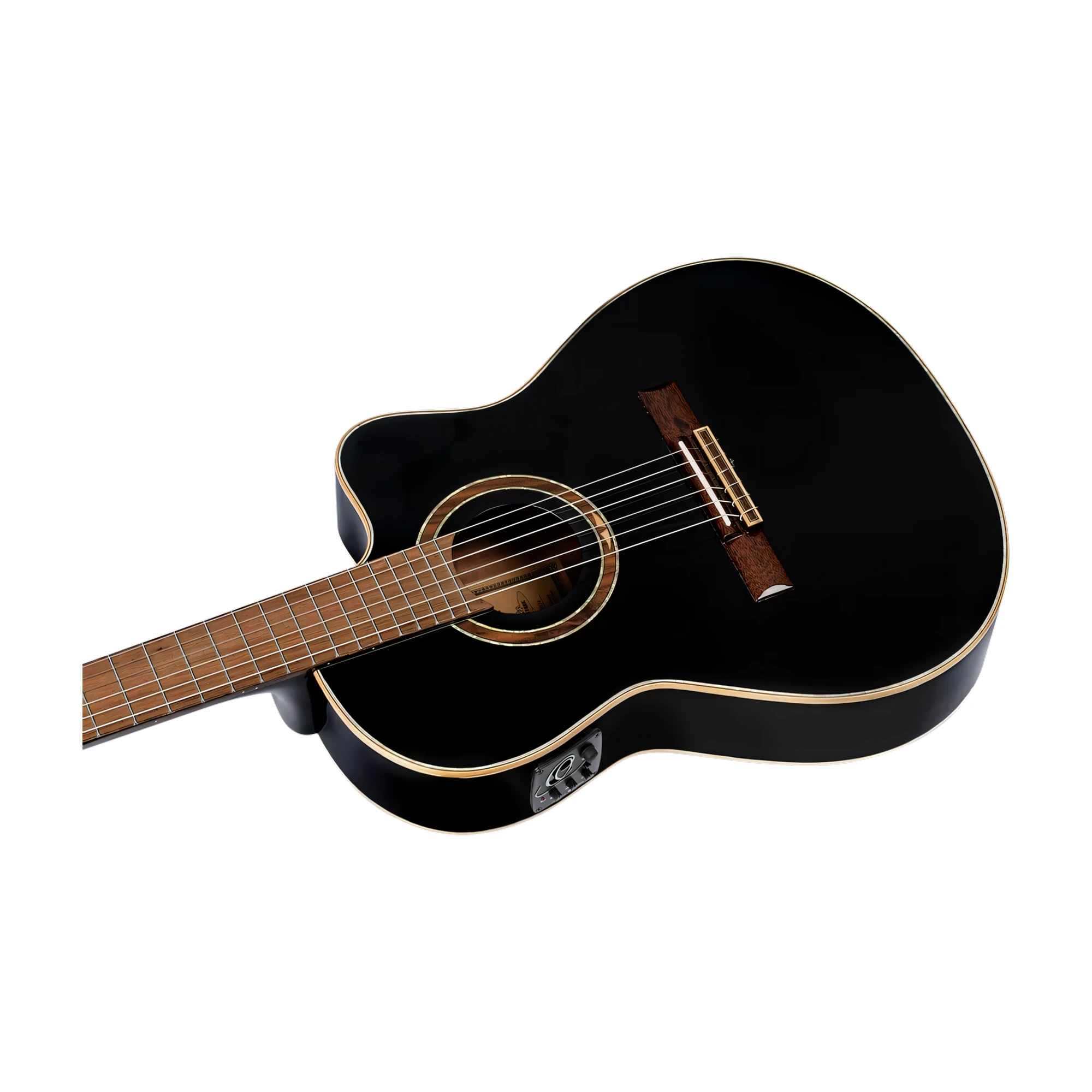 Ortega Performer Series RCE138-T4BK Thinline Acoustic Electric Nylon Guitar Black