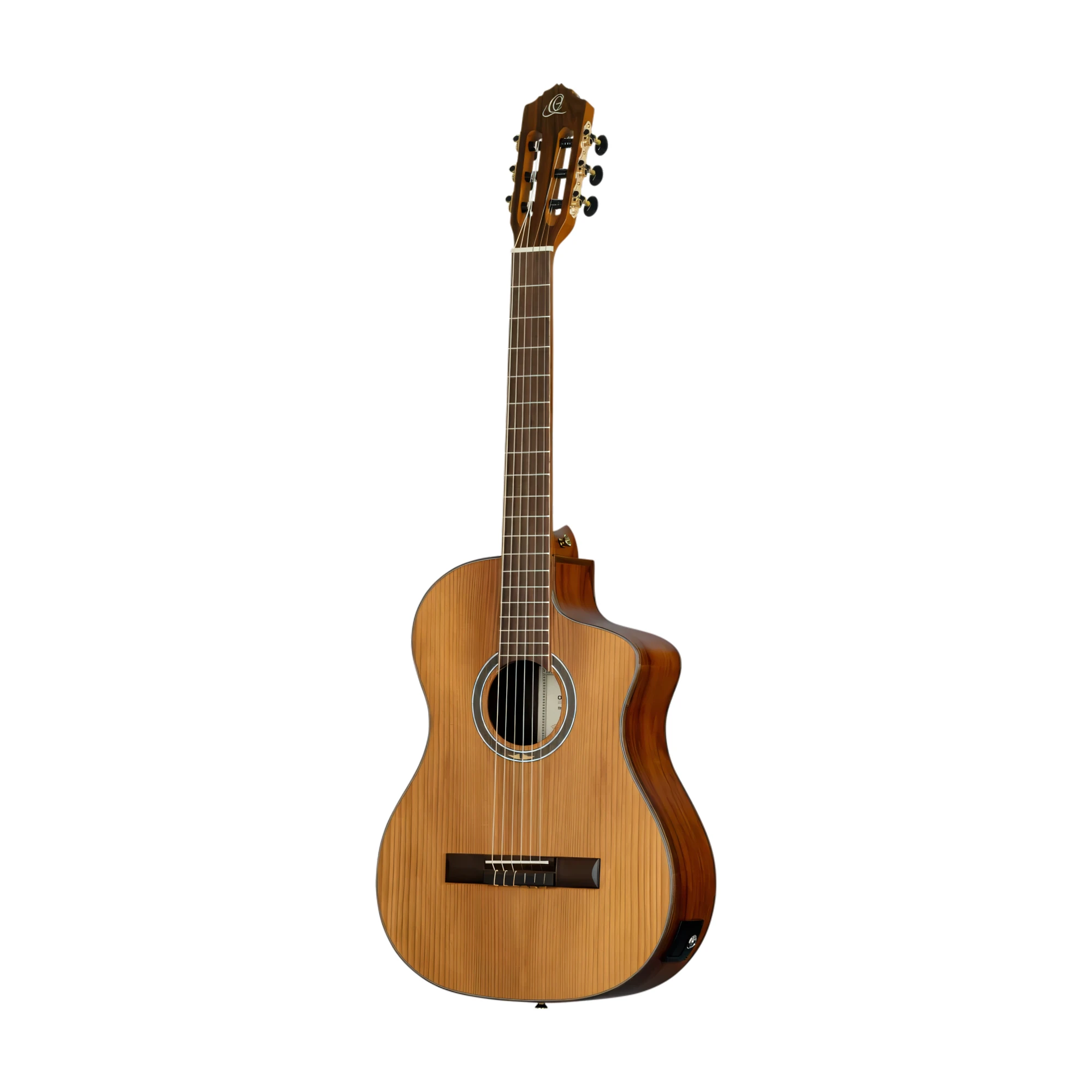 Ortega Thermo Series Roasted Solid Top Short Scale Slim Neck Acoustic-Electric Nylon Classical Guitar W/ Bag